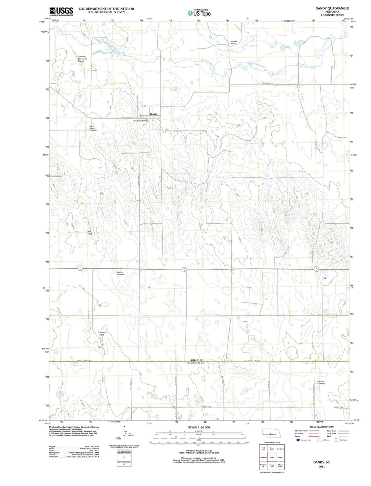 2011 Gandy, NE - Nebraska - USGS Topographic Map