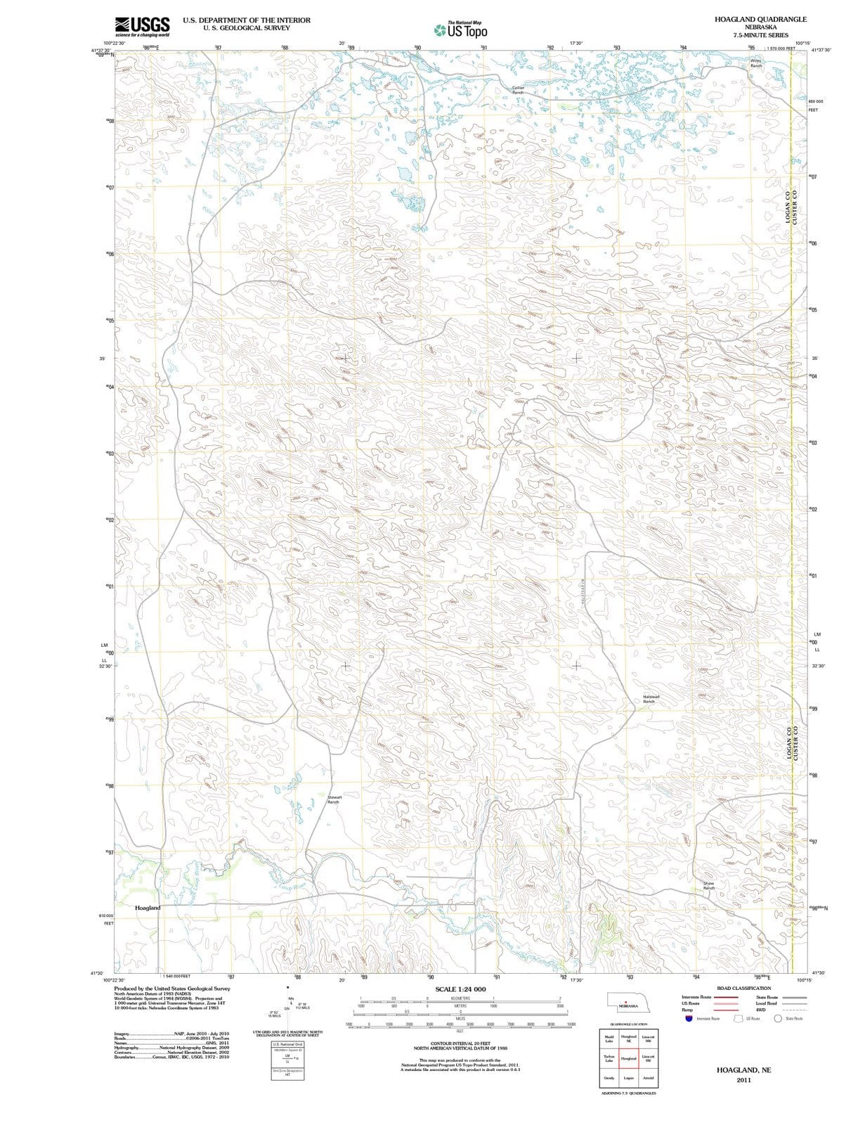 2011 Hoagland, NE - Nebraska - USGS Topographic Map