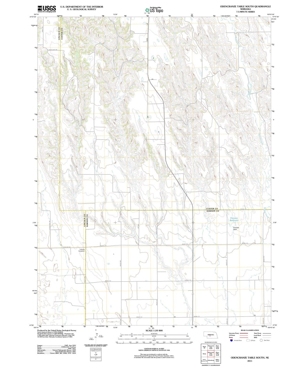 2011 Odencranze Table South, NE - Nebraska - USGS Topographic Map