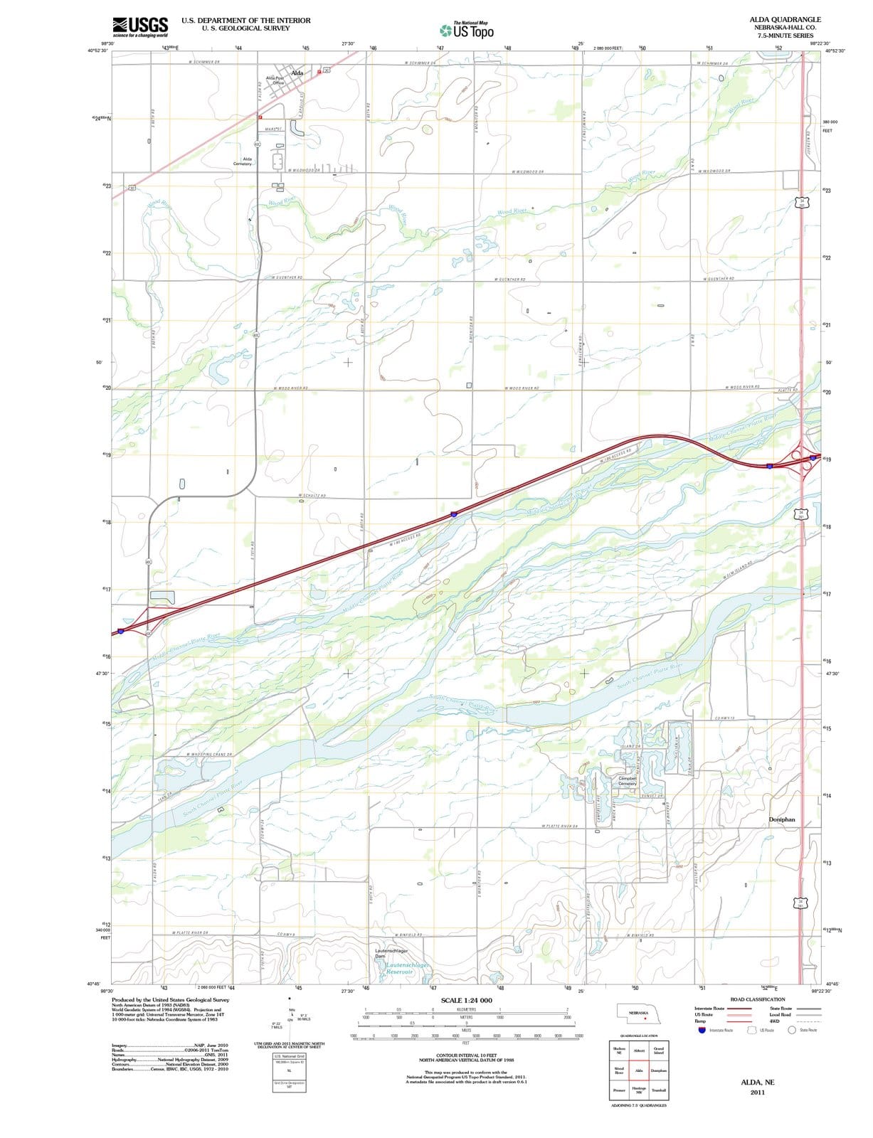 2011 Alda, NE - Nebraska - USGS Topographic Map