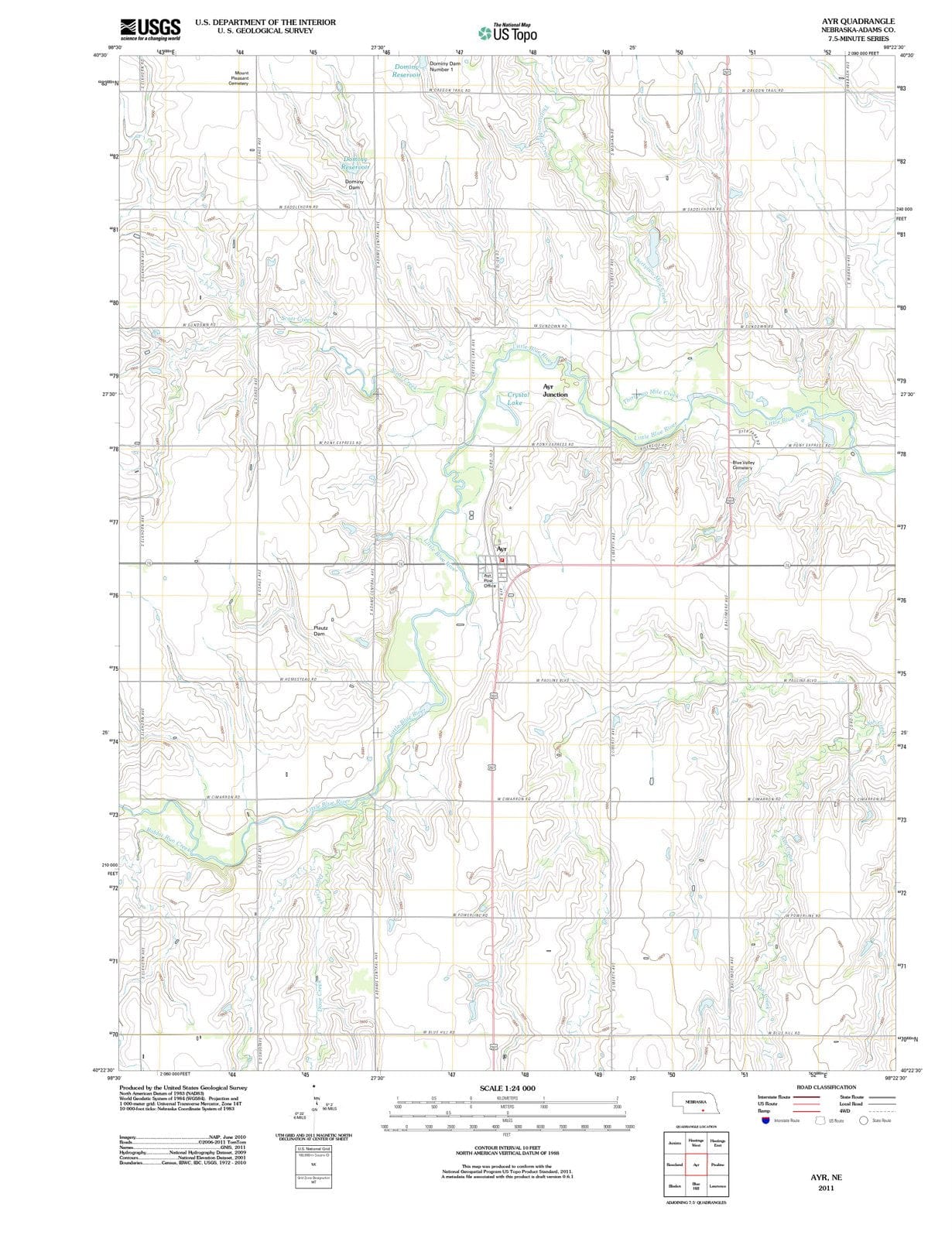 2011 Ayr, NE - Nebraska - USGS Topographic Map