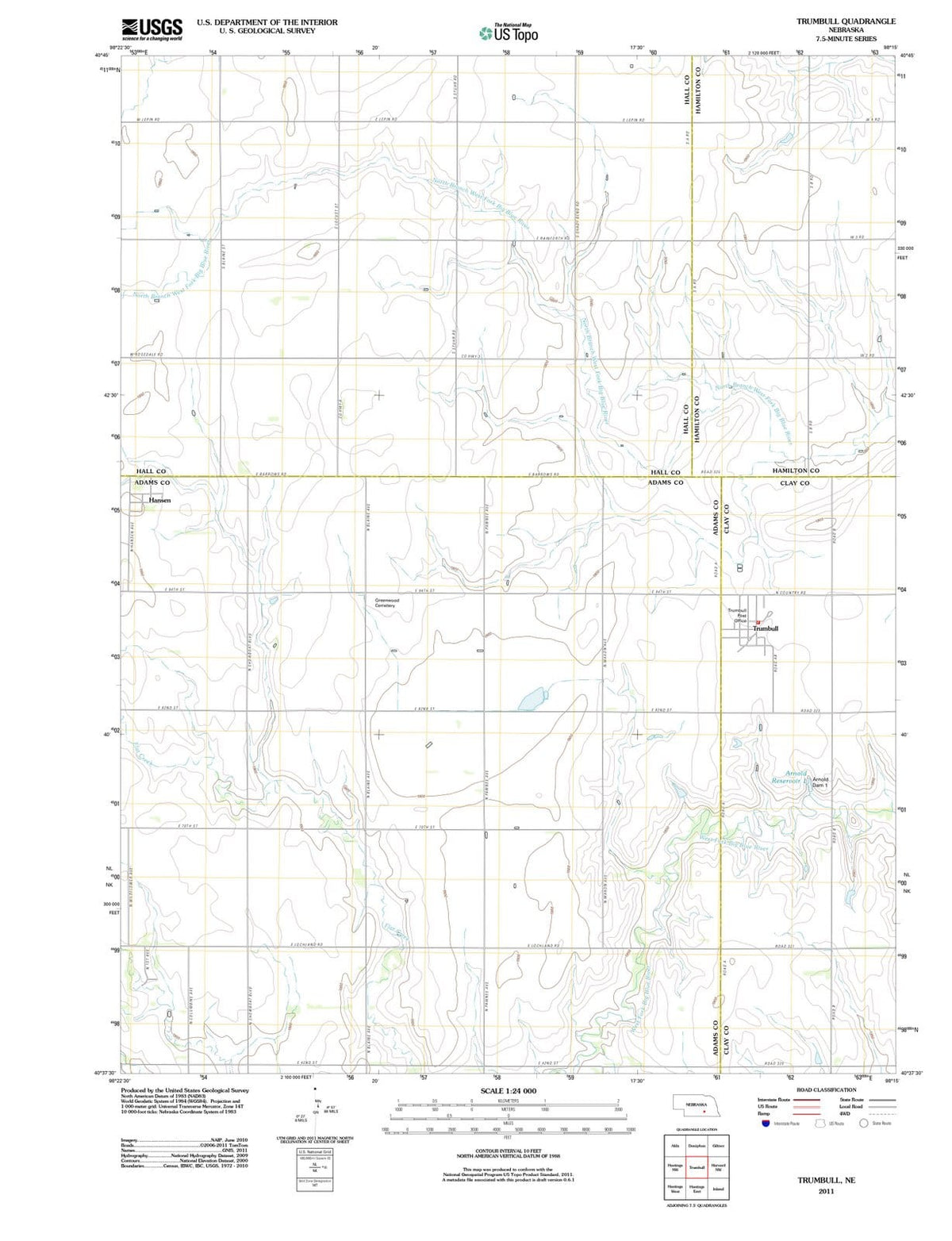 2011 Trumbull, NE - Nebraska - USGS Topographic Map