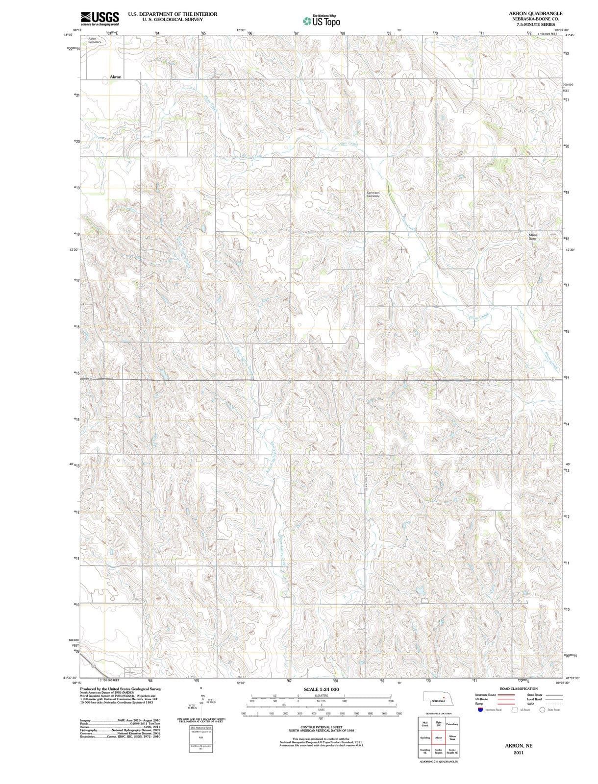 2011 Akron, NE - Nebraska - USGS Topographic Map