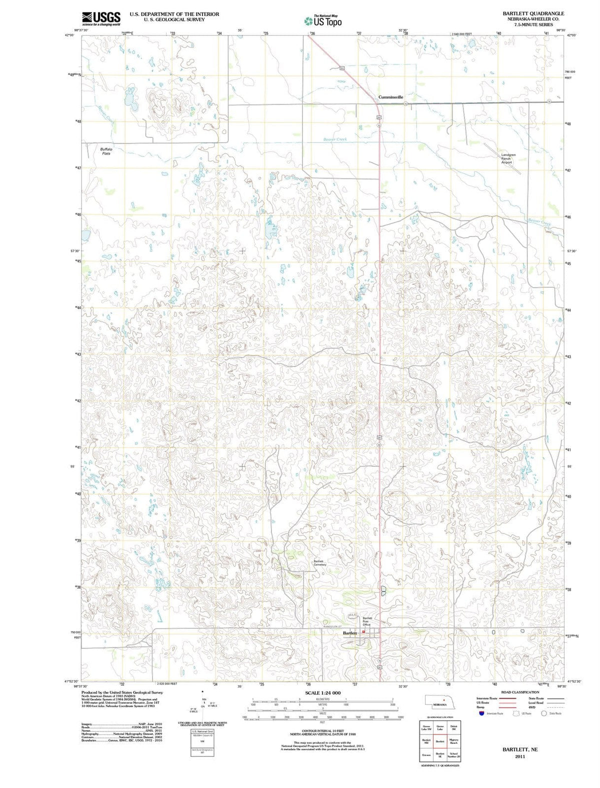 2011 Bartlett, NE - Nebraska - USGS Topographic Map