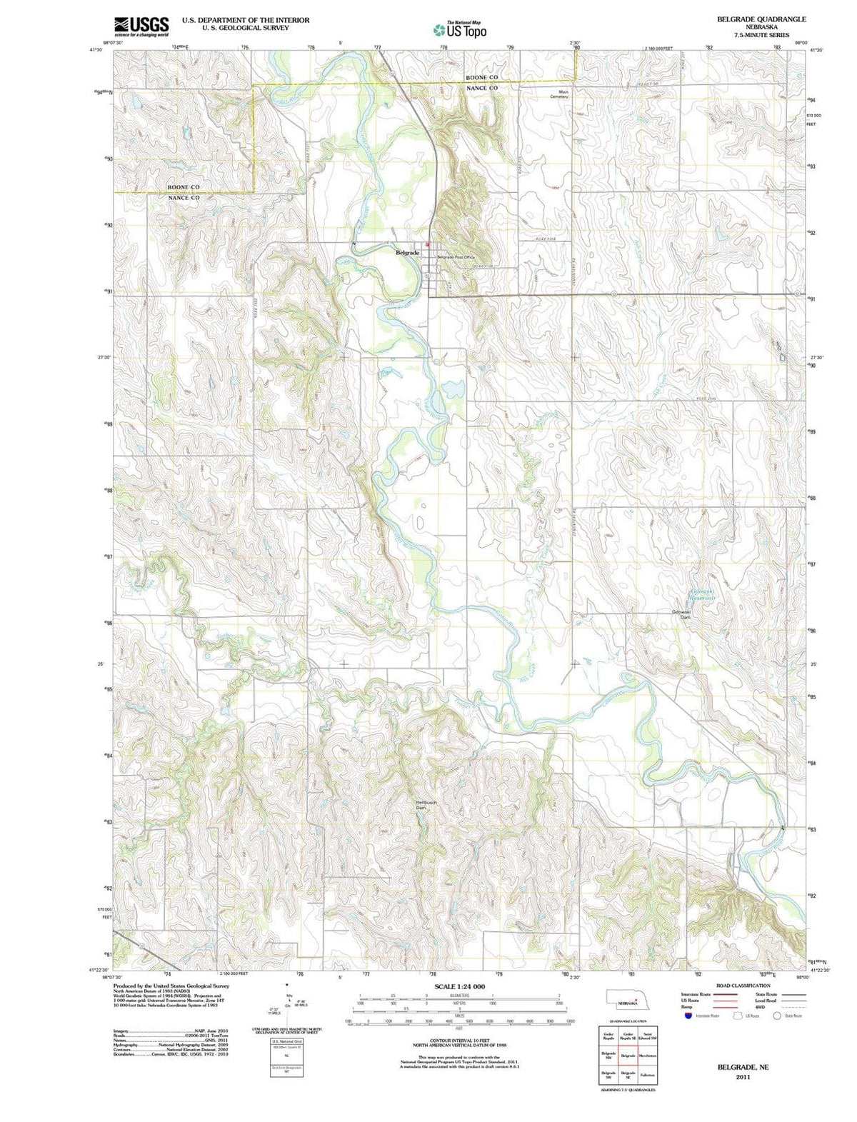 2011 Belgrade, NE - Nebraska - USGS Topographic Map