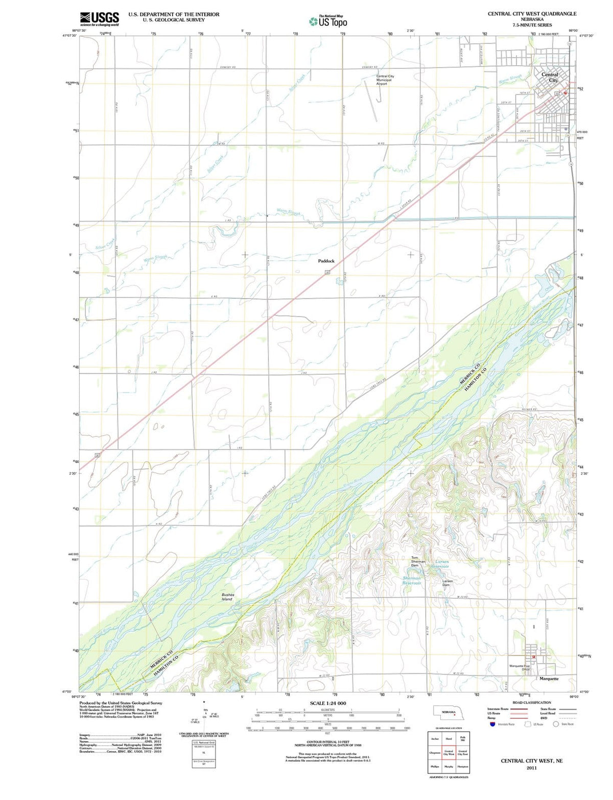 2011 Central City West, NE - Nebraska - USGS Topographic Map