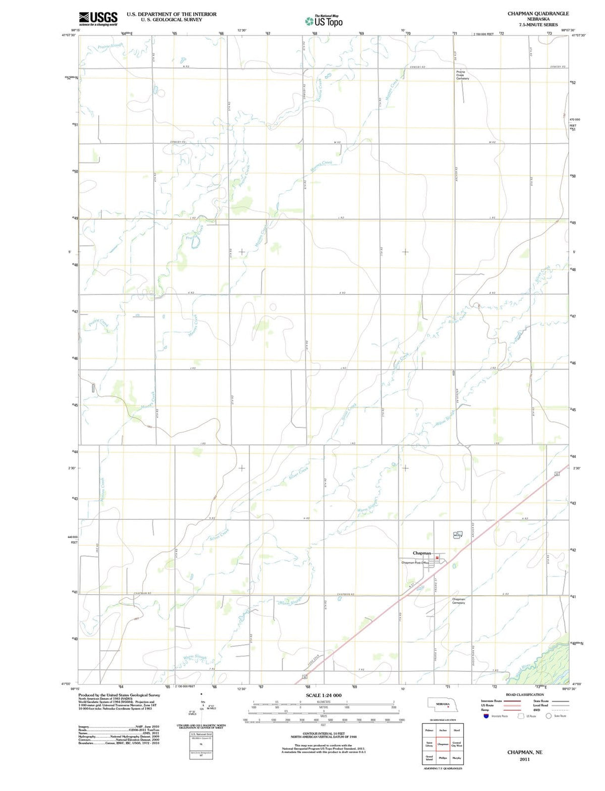 2011 Chapman, NE - Nebraska - USGS Topographic Map