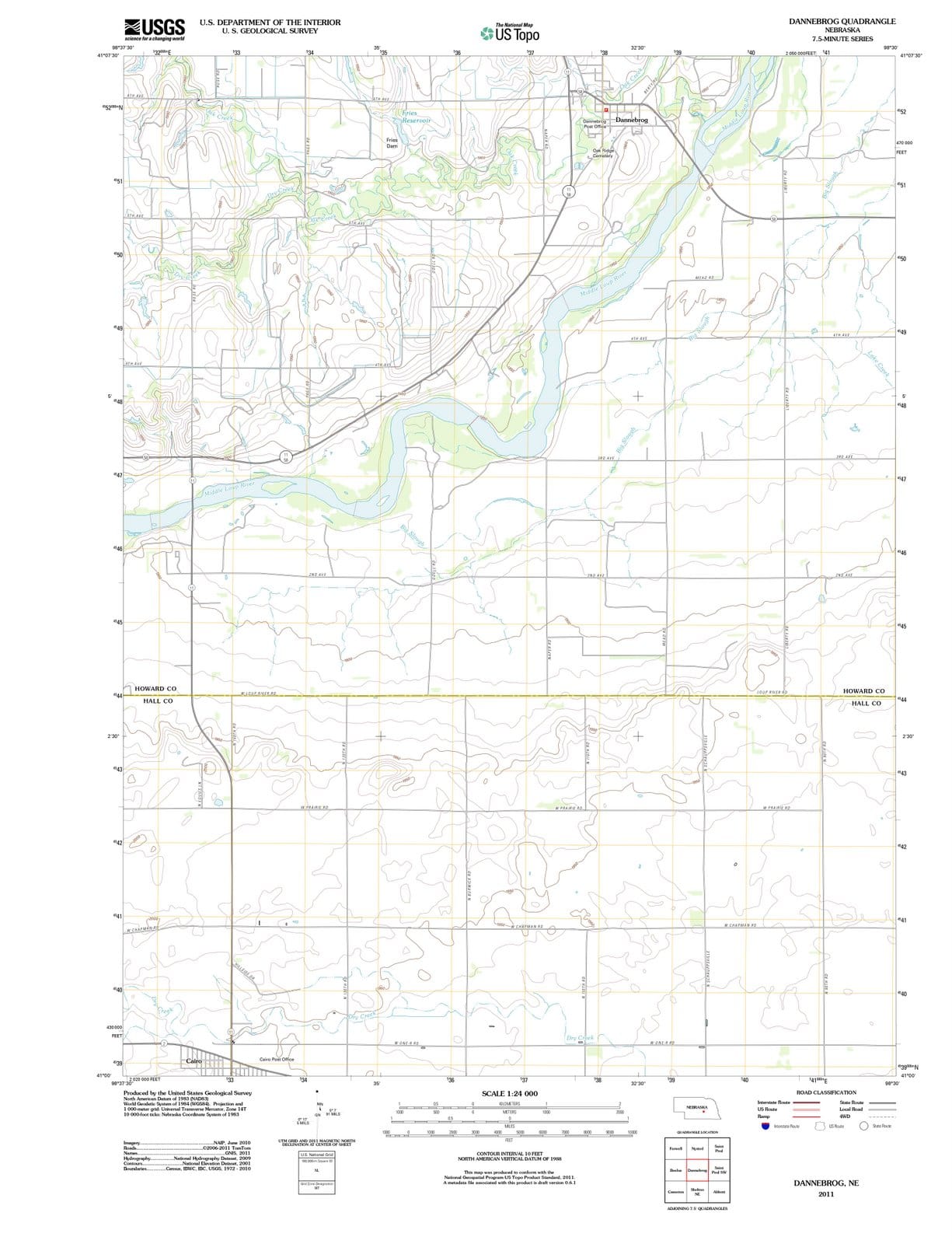 2011 Dannebrog, NE - Nebraska - USGS Topographic Map