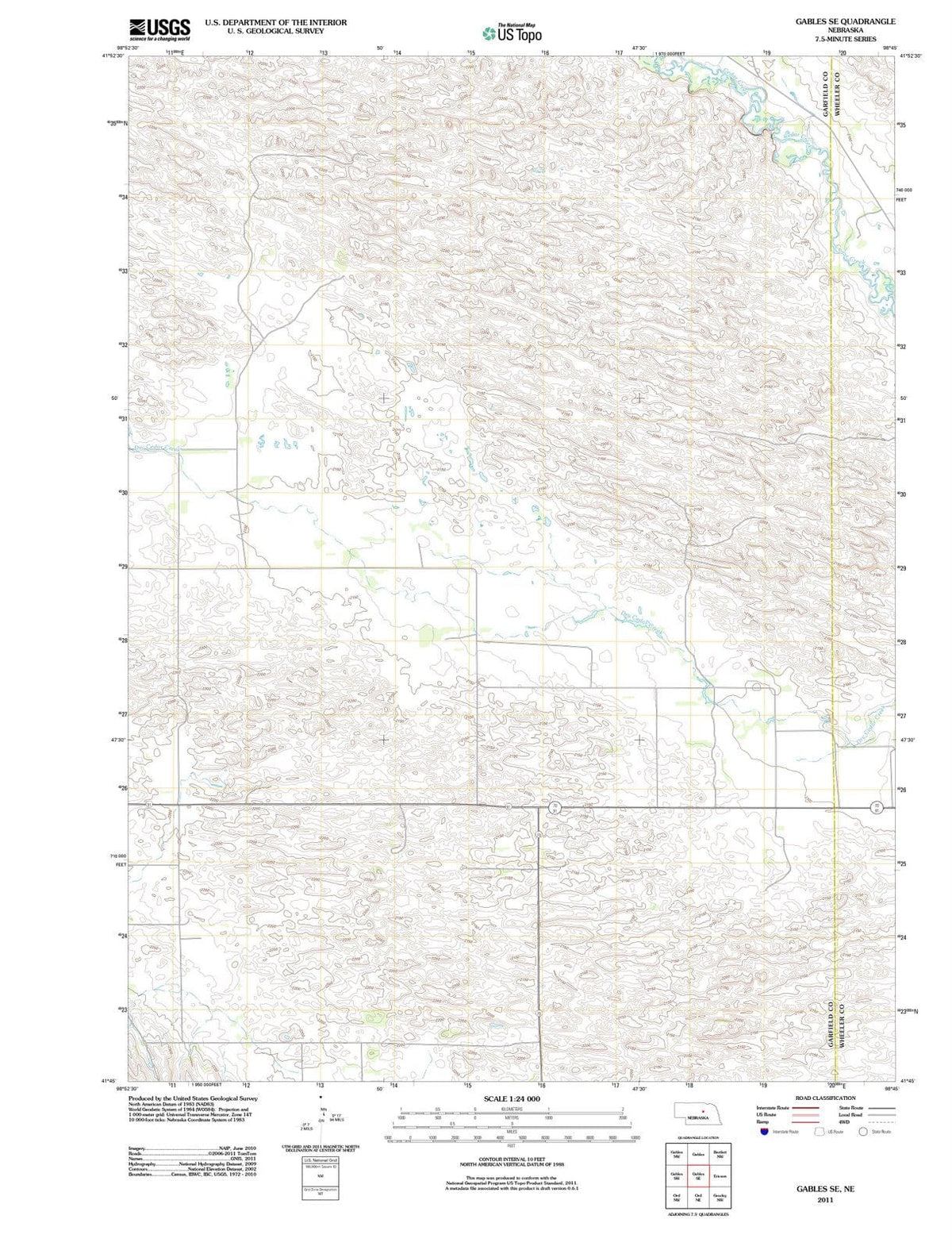 2011 Gables, NE - Nebraska - USGS Topographic Map v2