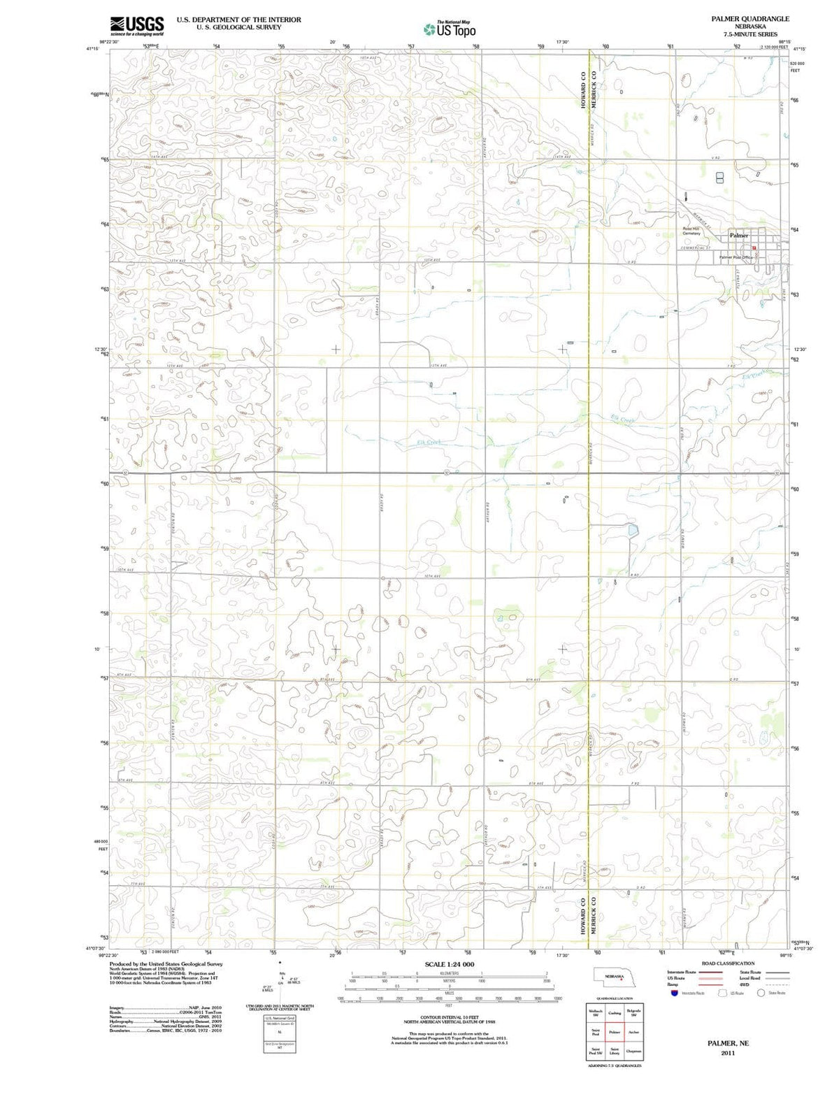 2011 Palmer, NE - Nebraska - USGS Topographic Map