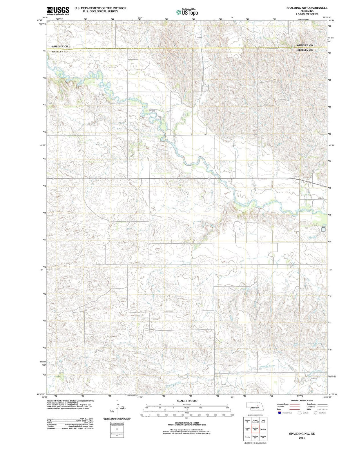 2011 Spalding, NE - Nebraska - USGS Topographic Map v2