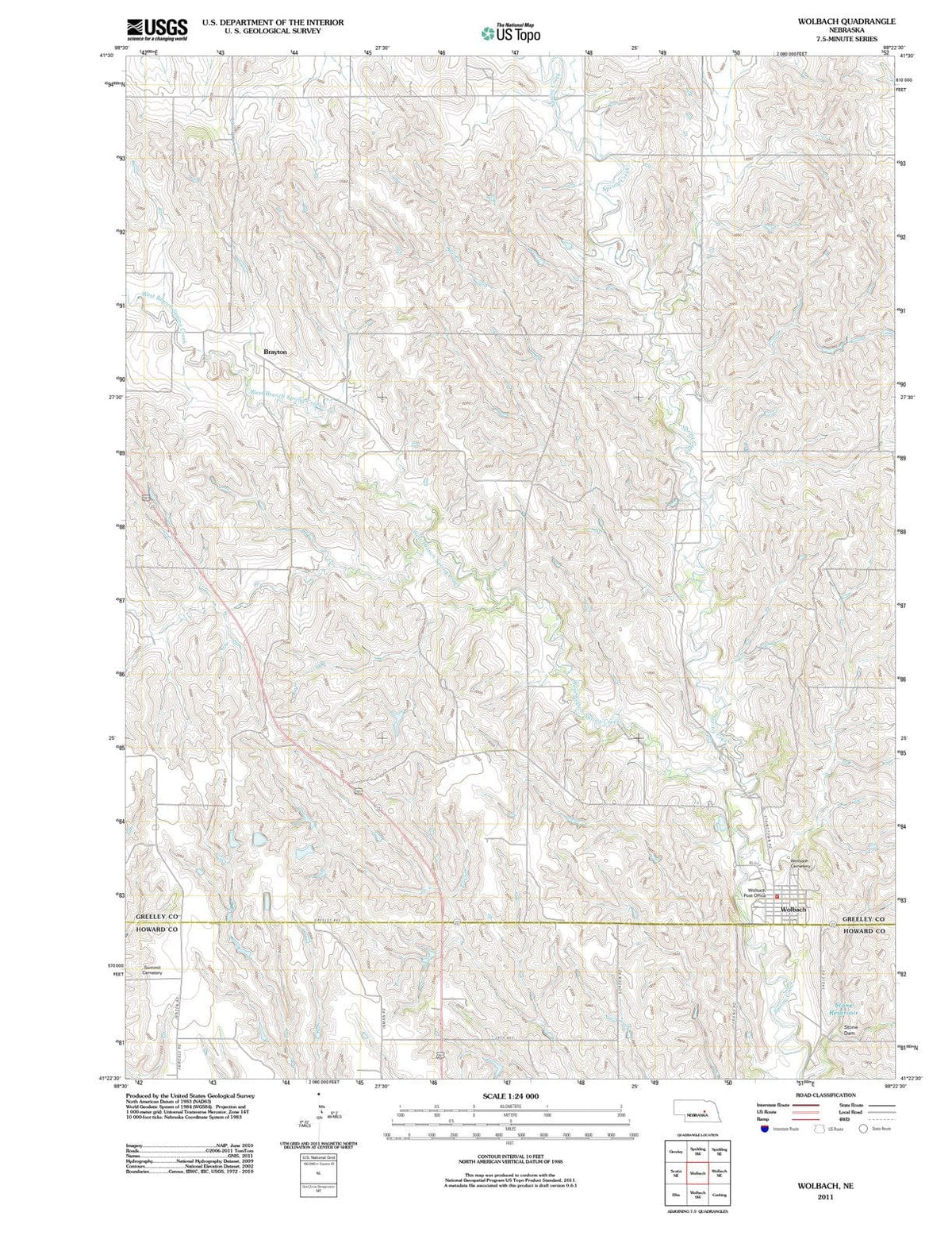 2011 Wolbach, NE - Nebraska - USGS Topographic Map