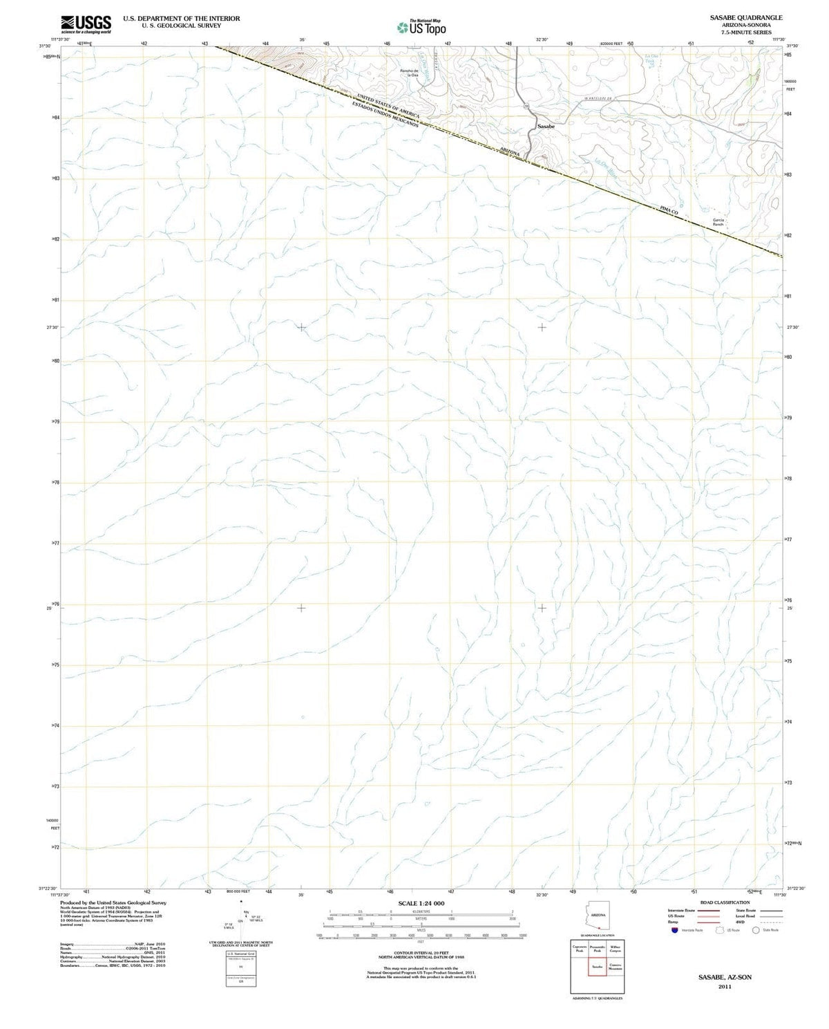 2011 Sasabe, AZ - Arizona - USGS Topographic Map