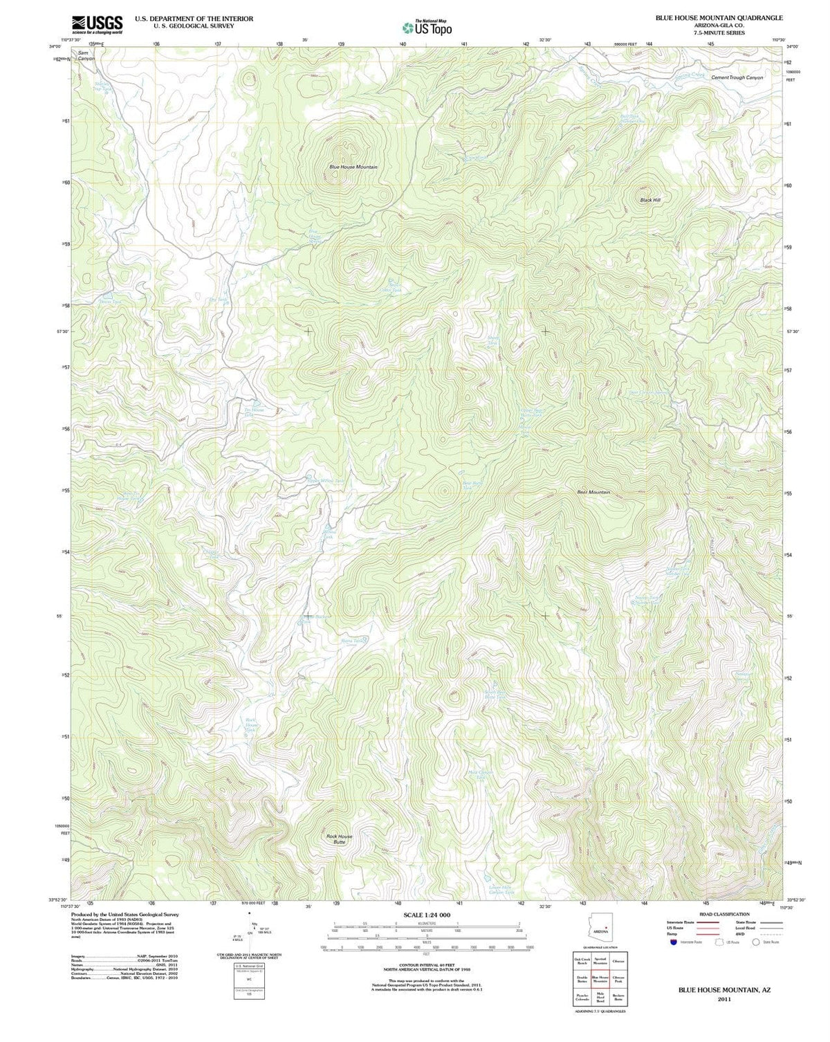 2011 Blue House Mountain, AZ - Arizona - USGS Topographic Map