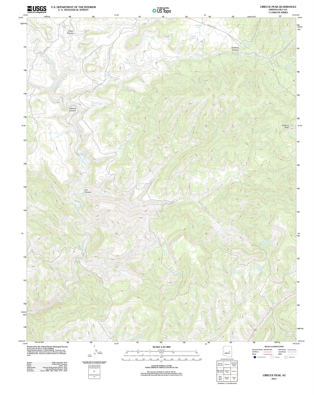 2011 Cibecue Peak, AZ - Arizona - USGS Topographic Map