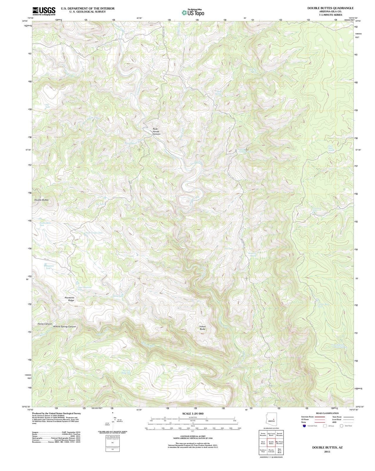 2011 Double Buttes, AZ - Arizona - USGS Topographic Map