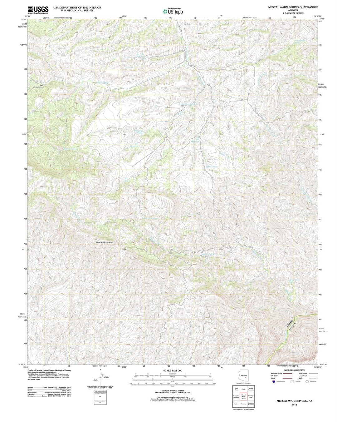 2011 Mescal Warm Spring, AZ - Arizona - USGS Topographic Map