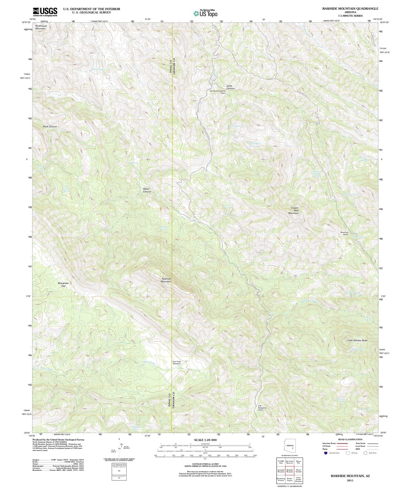 2011 Rawhide Mountain, AZ - Arizona - USGS Topographic Map