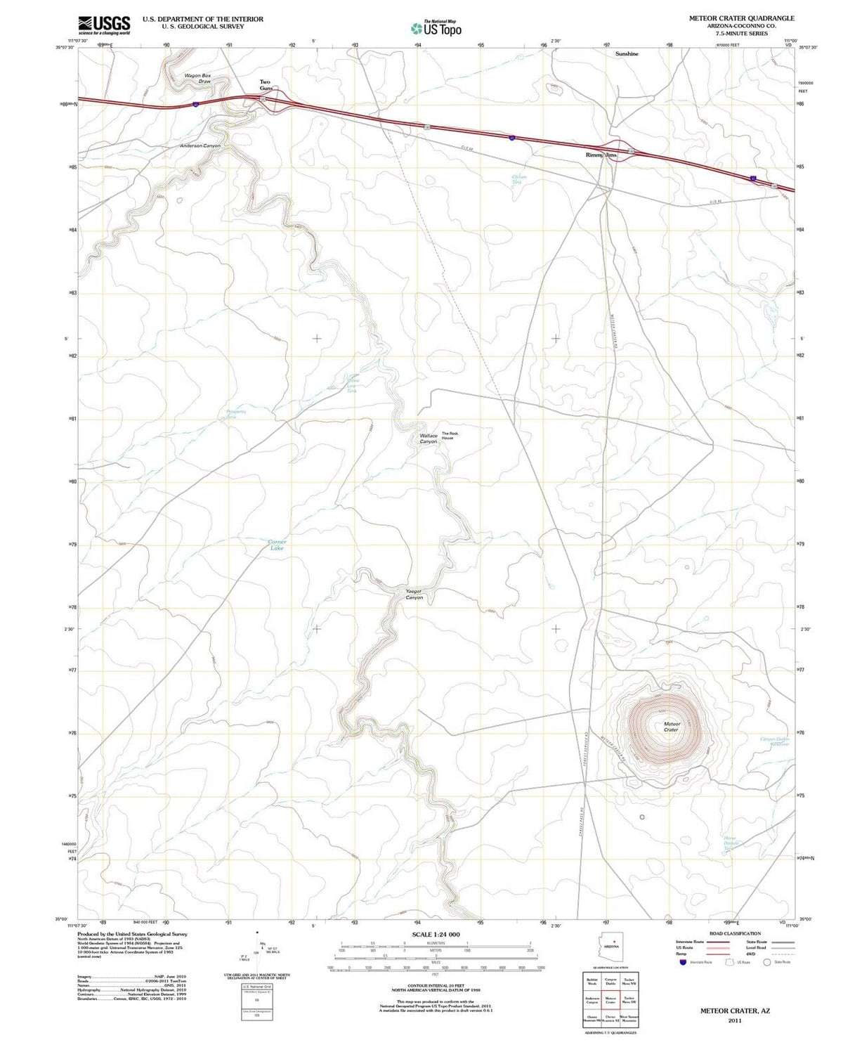 2011 Meteor Crater, AZ - Arizona - USGS Topographic Map