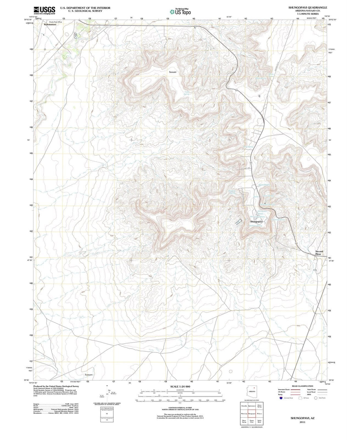 2011 Shungopavi, AZ - Arizona - USGS Topographic Map