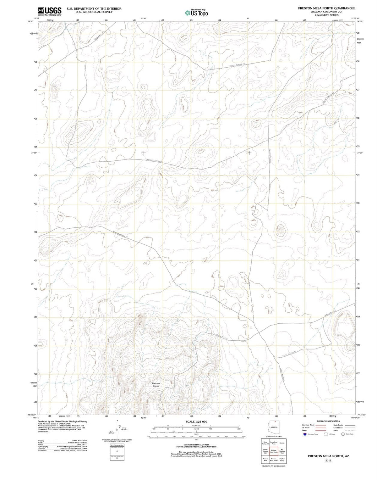 2011 Preston Mesa North, AZ - Arizona - USGS Topographic Map
