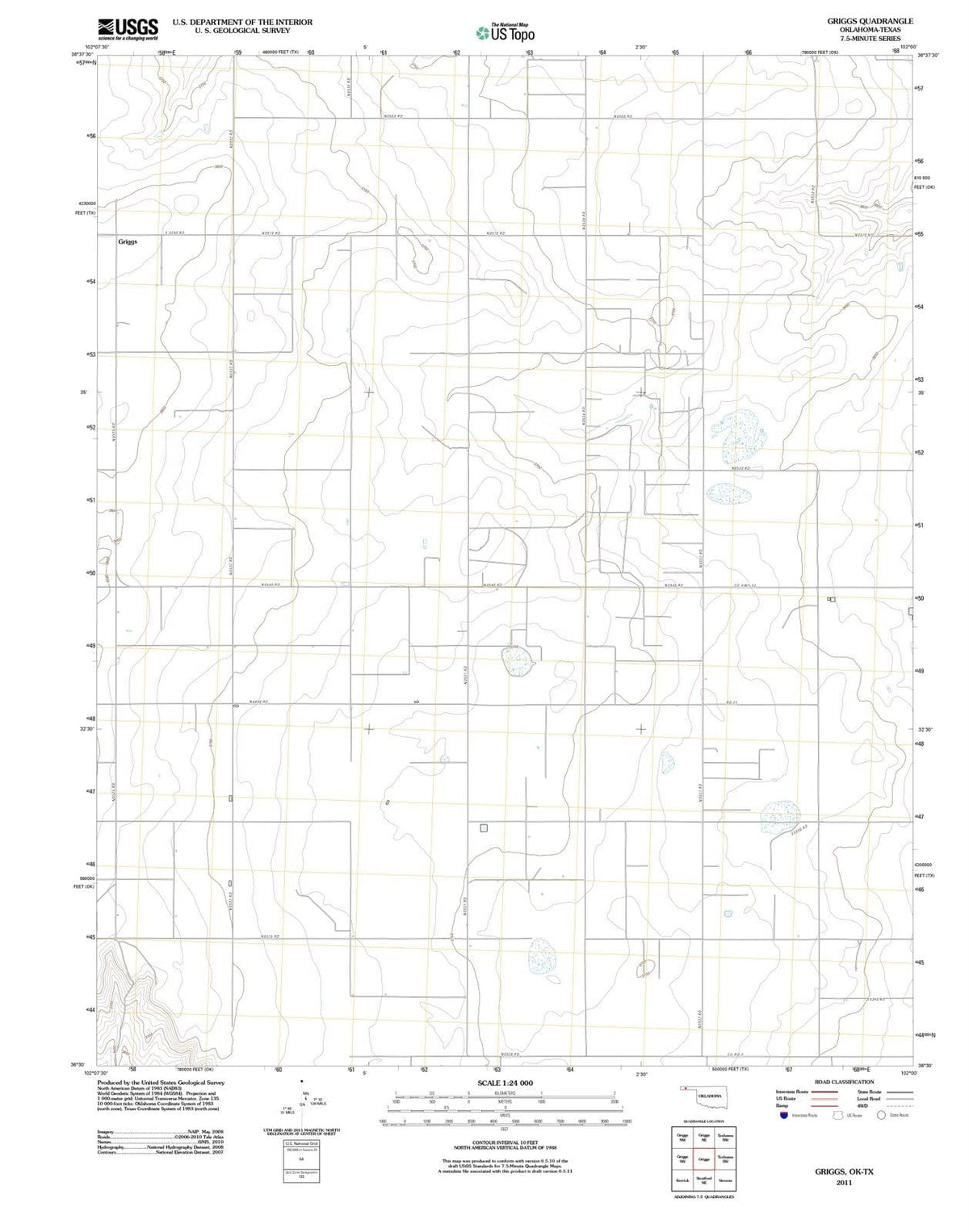 2011 Griggs, OK - Oklahoma - USGS Topographic Map v2