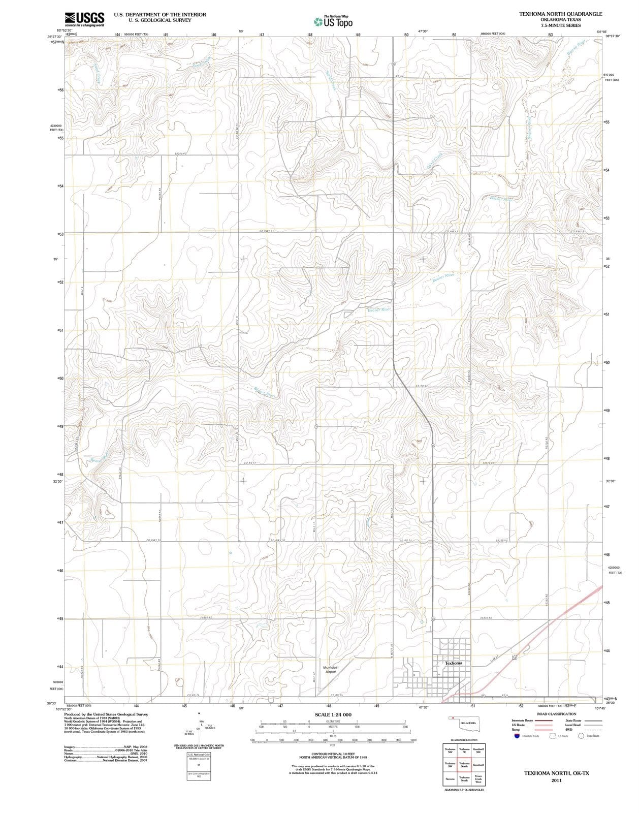 2011 Texhoma North, OK - Oklahoma - USGS Topographic Map