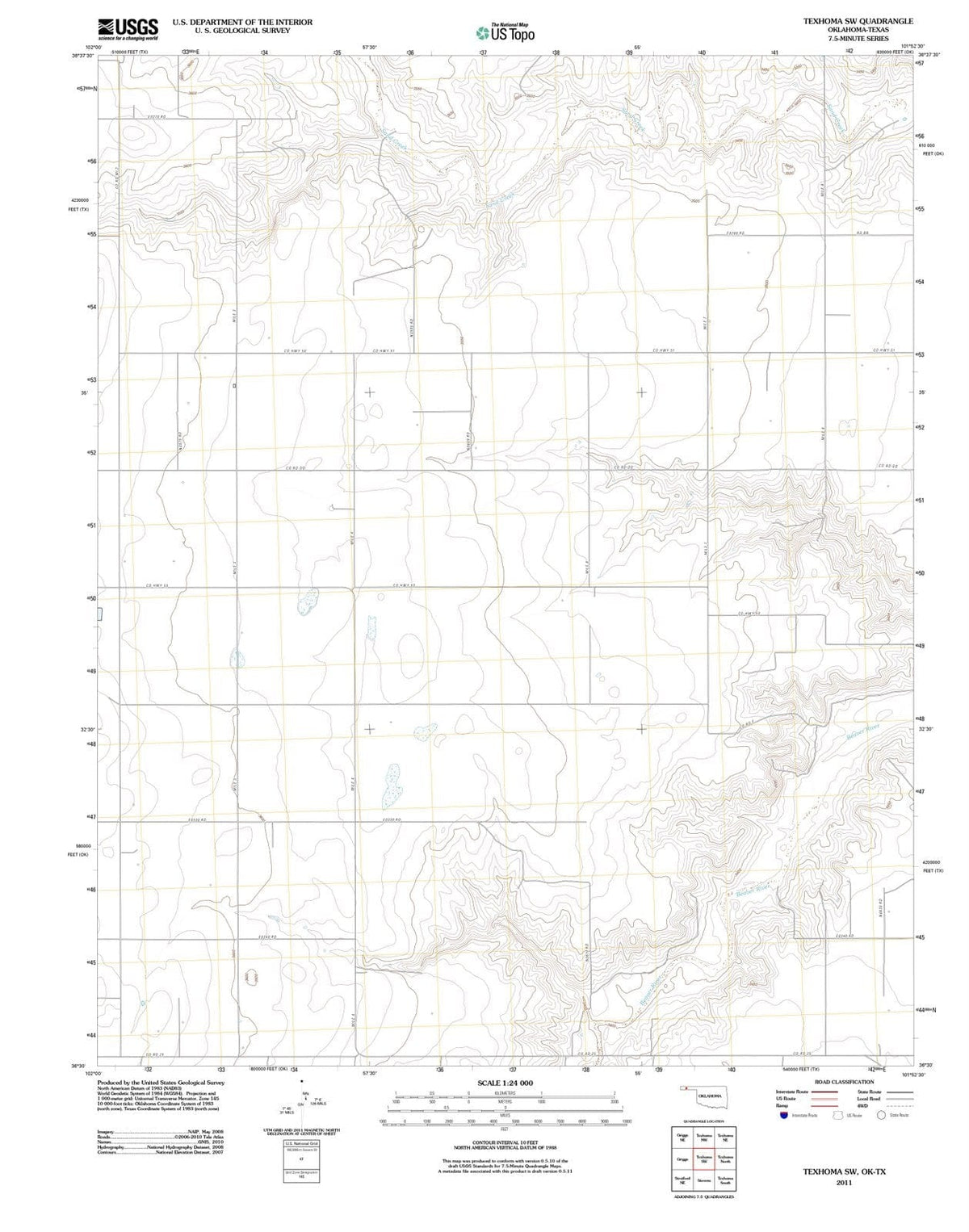 2011 Texhoma, OK - Oklahoma - USGS Topographic Map