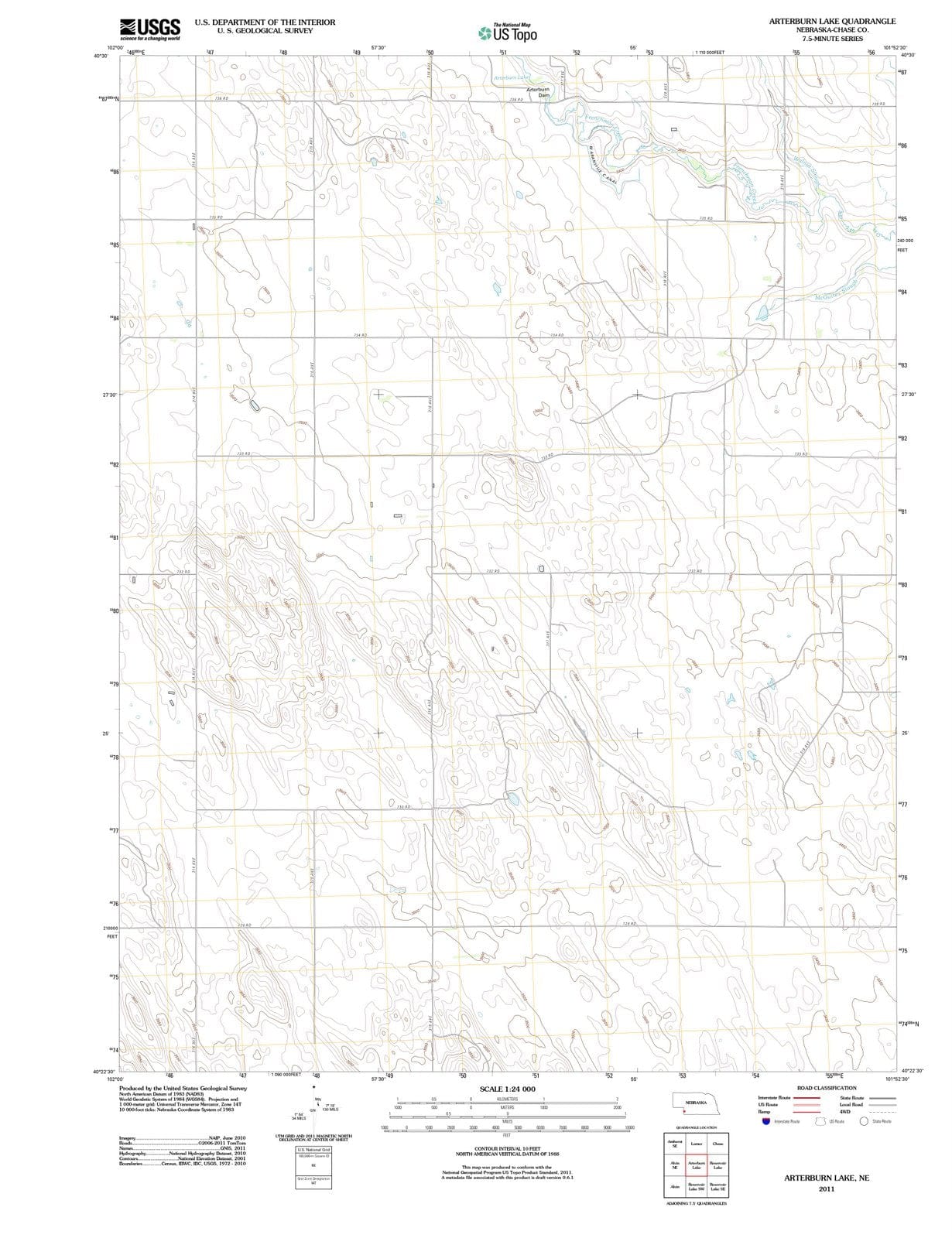 2011 Arterburn Lake, NE - Nebraska - USGS Topographic Map