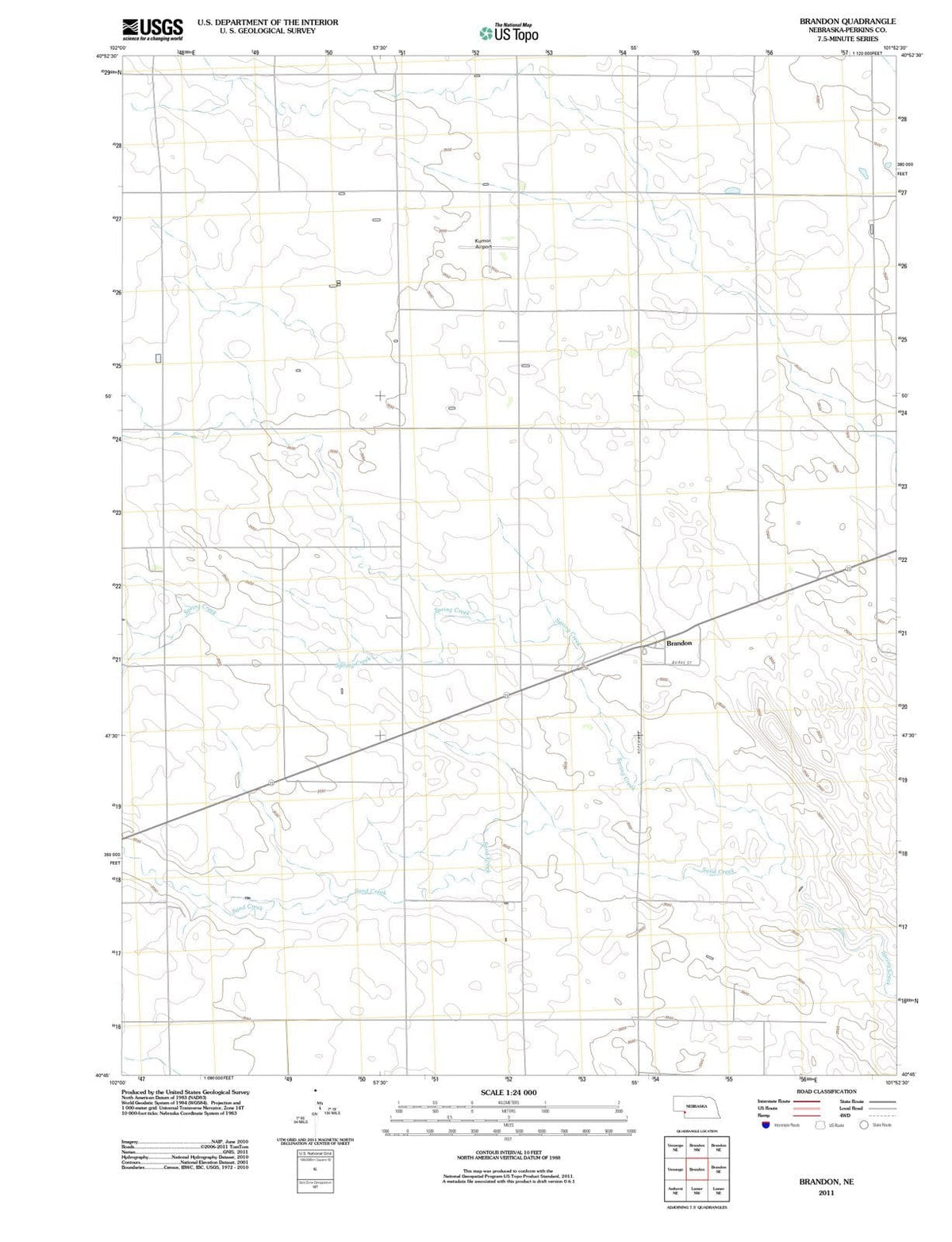 2011 Brandon, NE - Nebraska - USGS Topographic Map