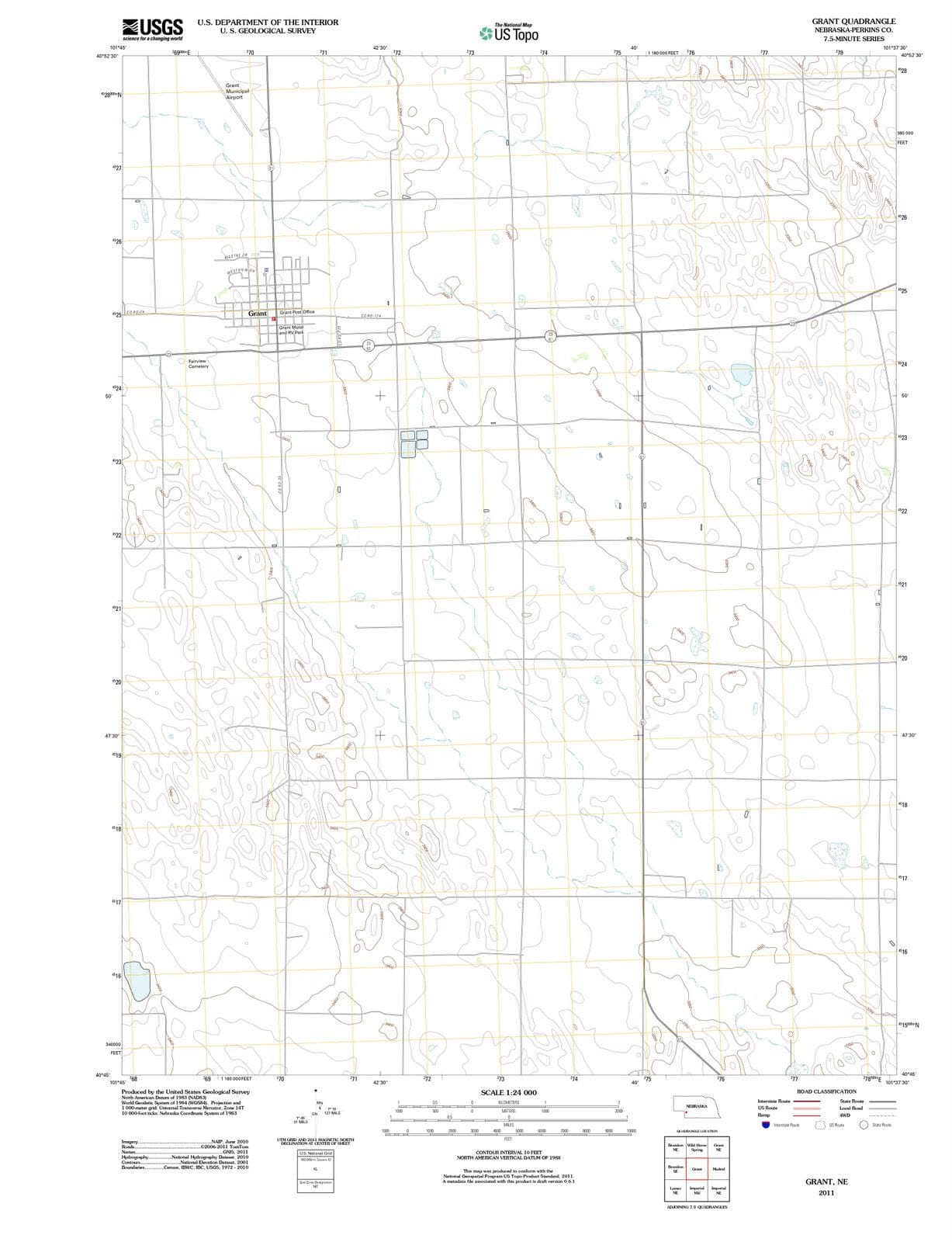 2011 Grant, NE - Nebraska - USGS Topographic Map