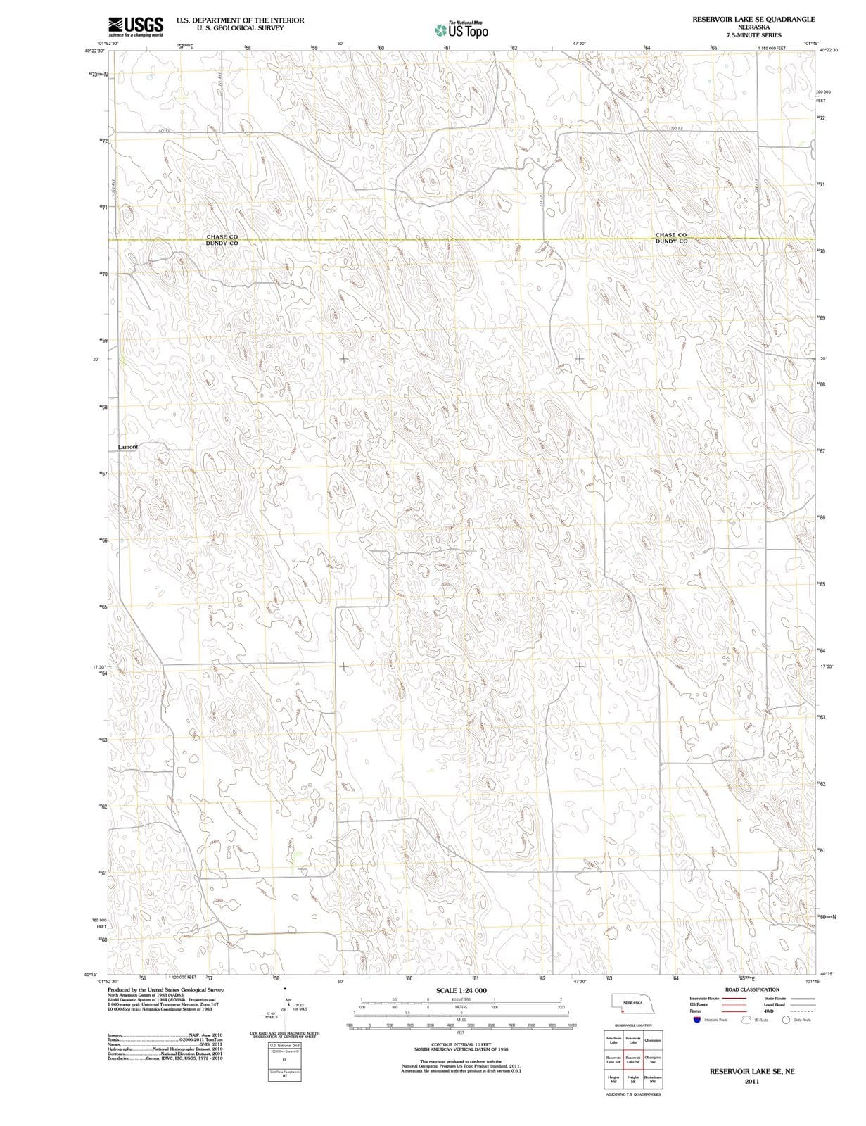 2011 Reservoir Lake, NE - Nebraska - USGS Topographic Map