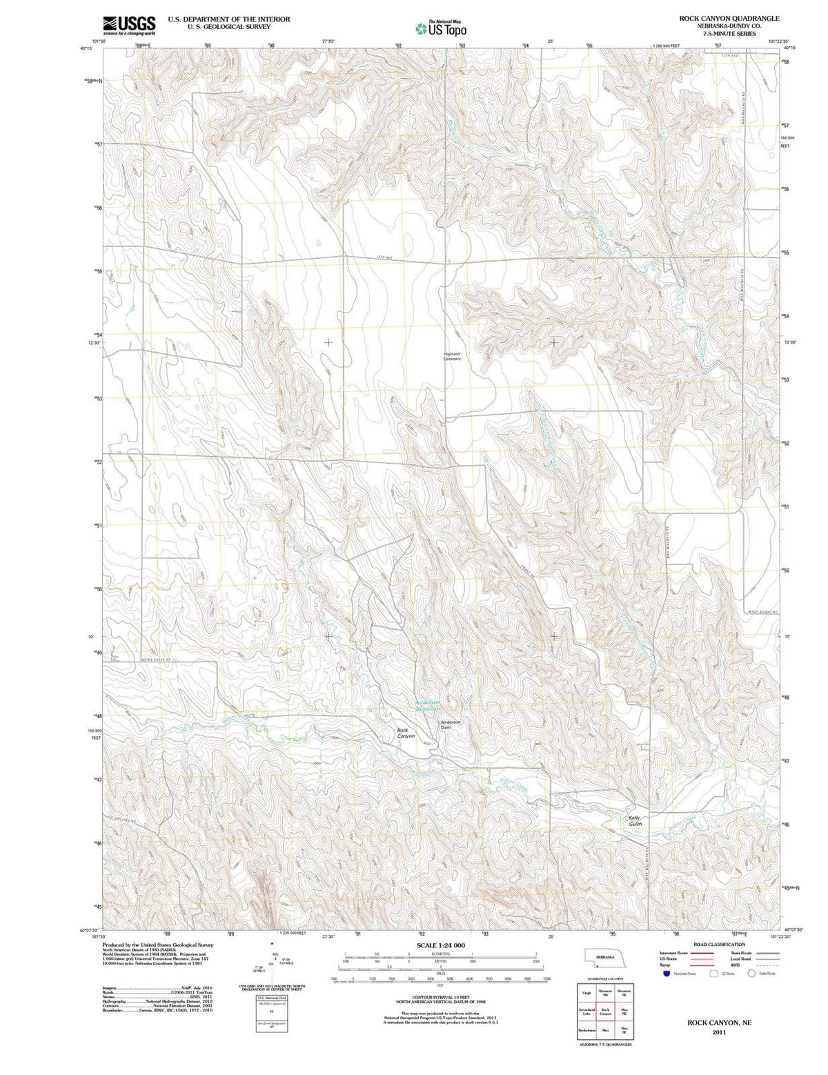 2011 Rock Canyon, NE - Nebraska - USGS Topographic Map