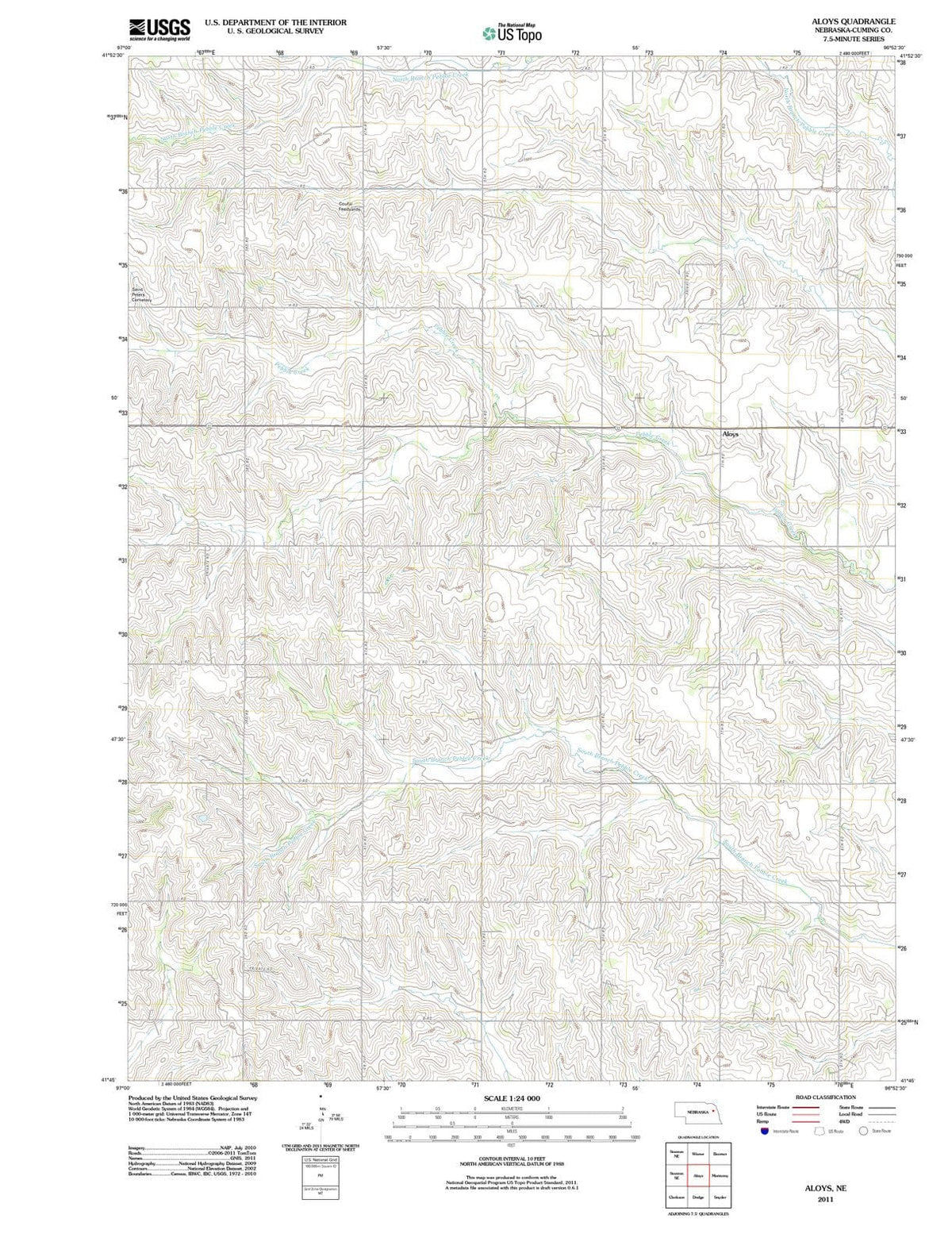 2011 Aloys, NE - Nebraska - USGS Topographic Map