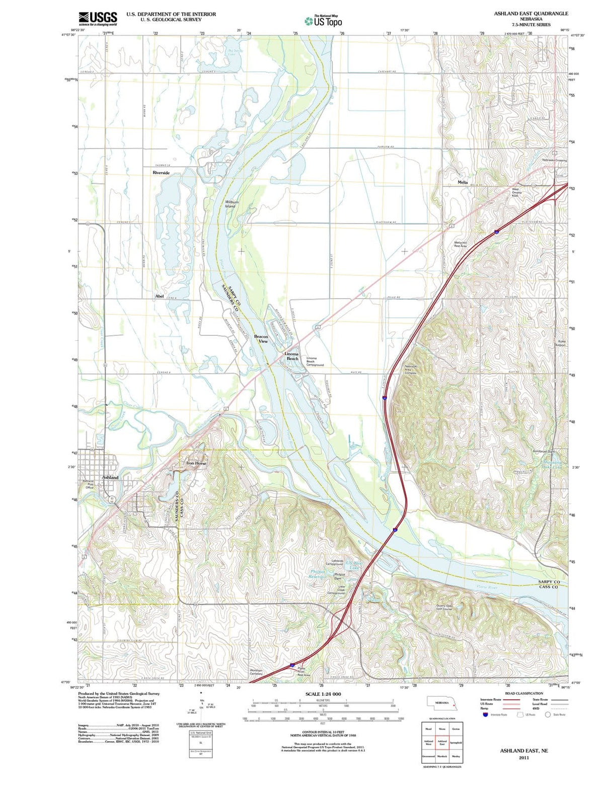 2011 Ashland East, NE - Nebraska - USGS Topographic Map