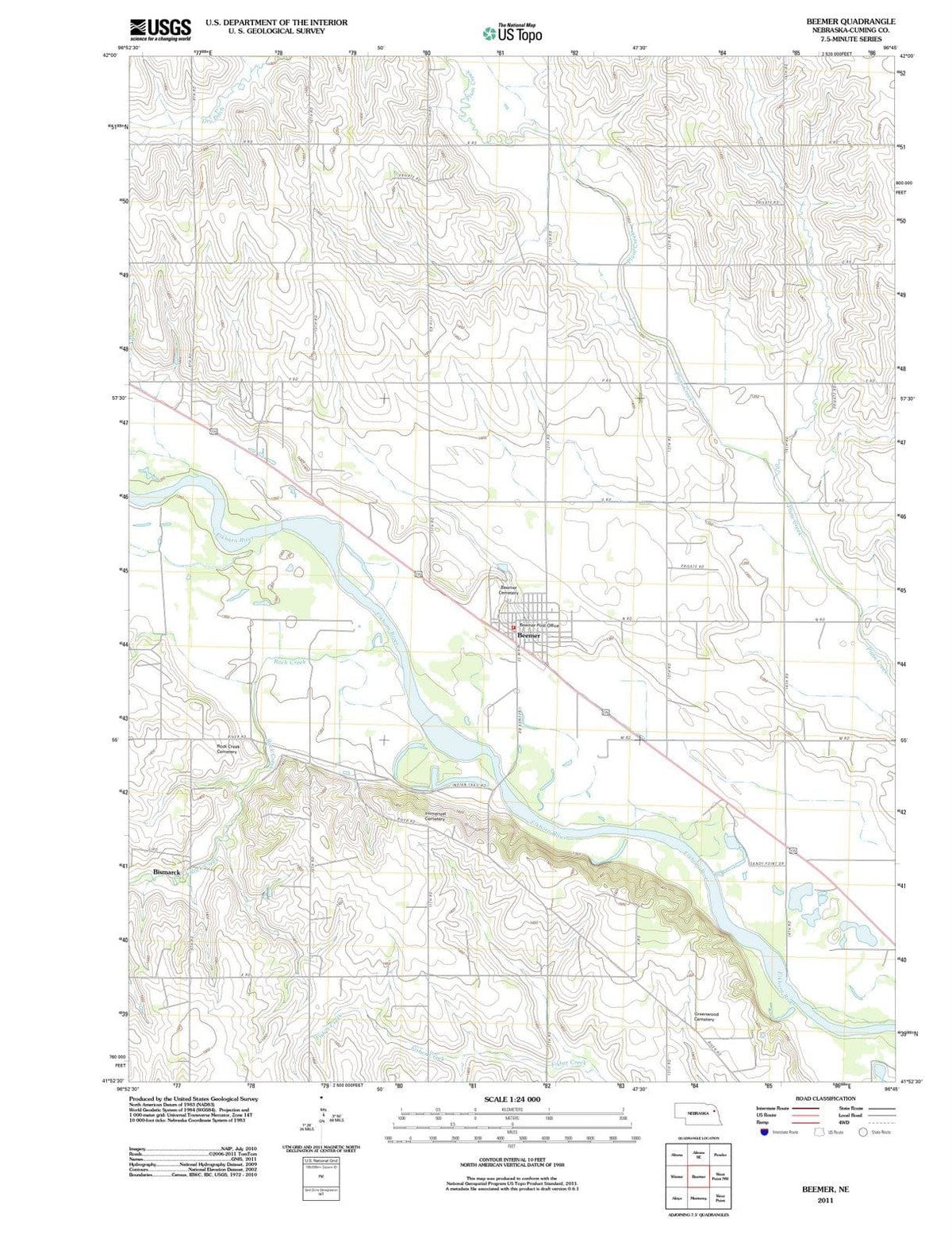 2011 Beemer, NE - Nebraska - USGS Topographic Map