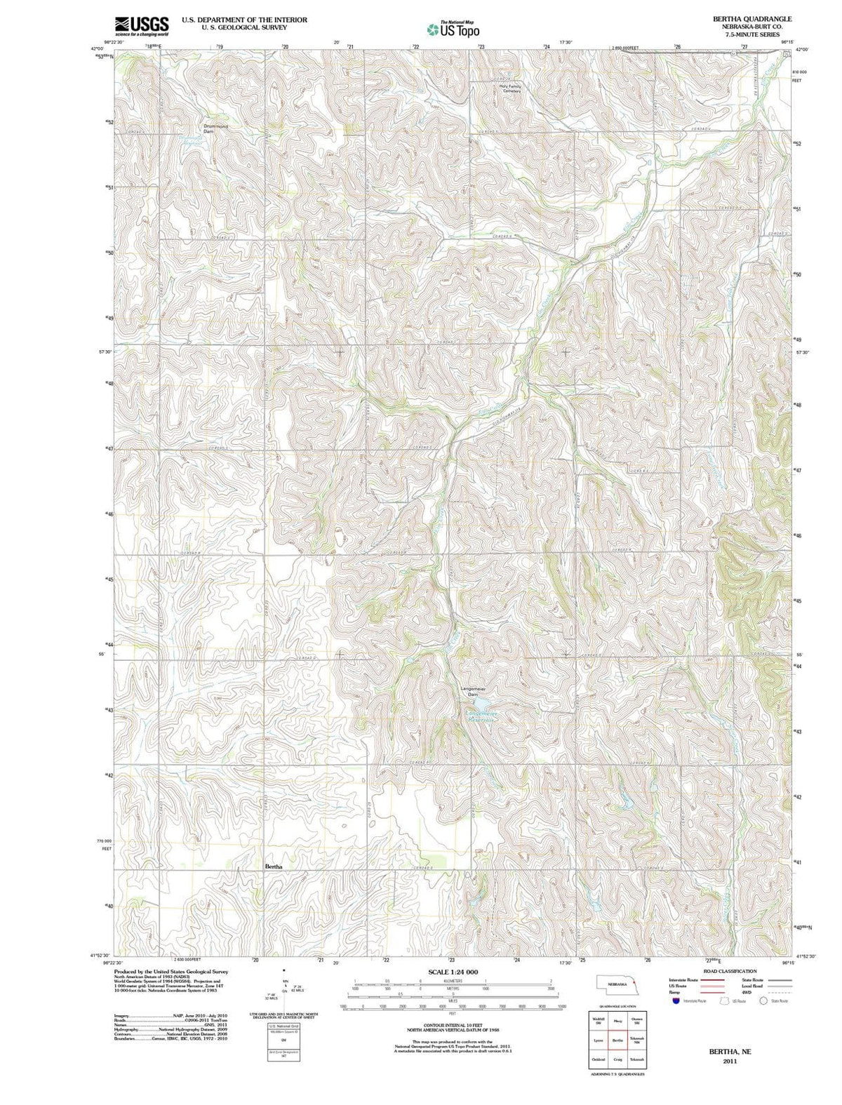 2011 Bertha, NE - Nebraska - USGS Topographic Map