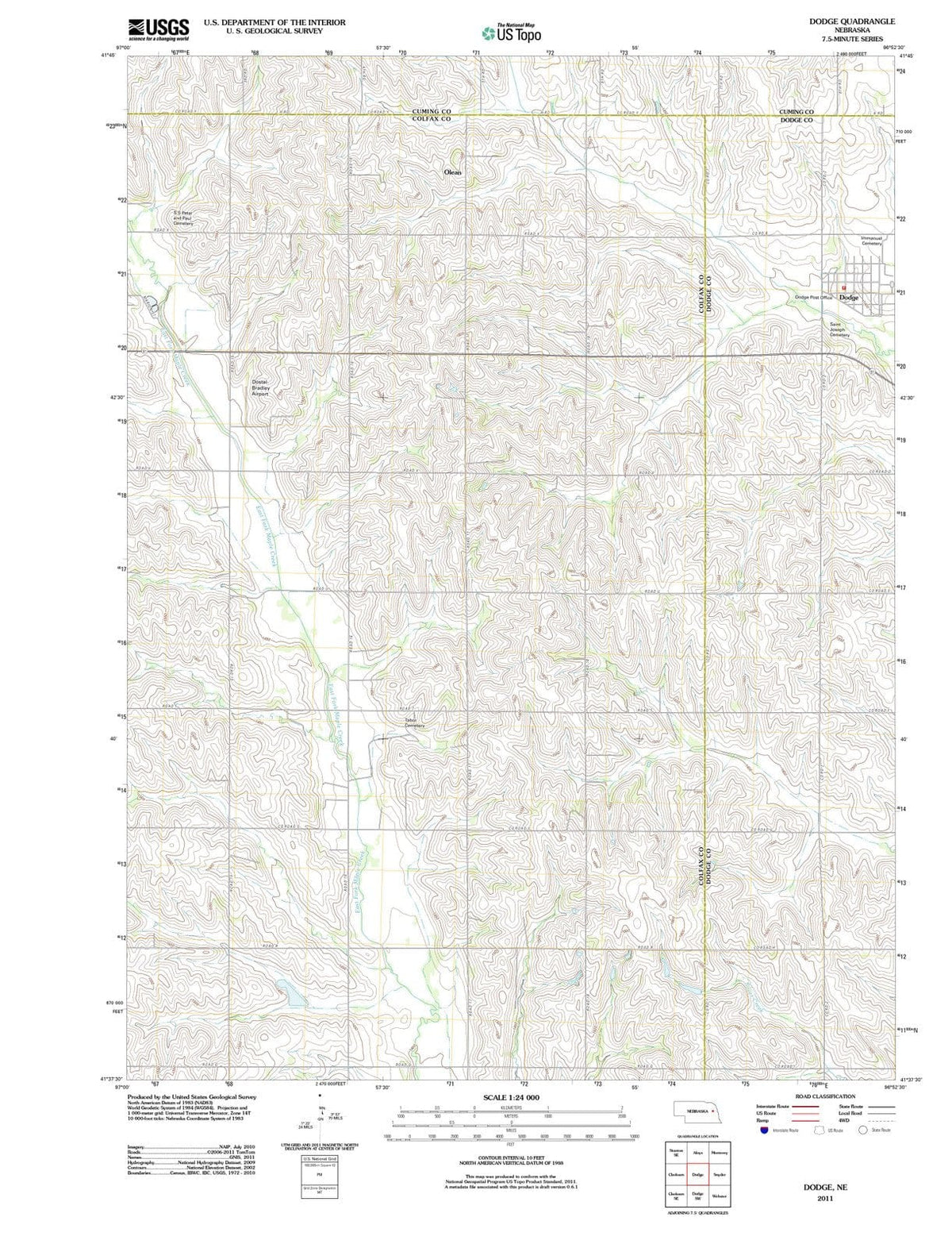 2011 Dodge, NE - Nebraska - USGS Topographic Map