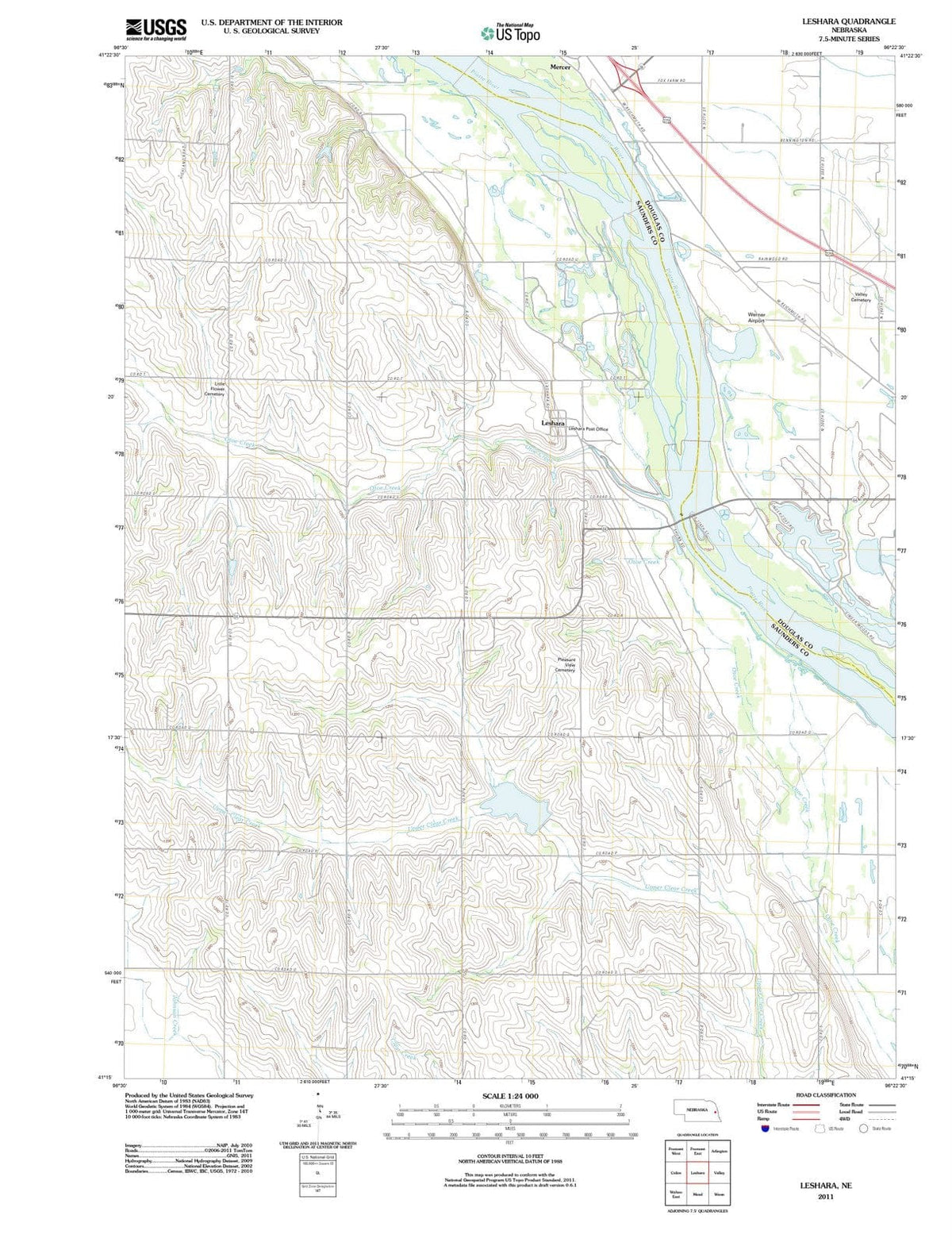 2011 Leshara, NE - Nebraska - USGS Topographic Map