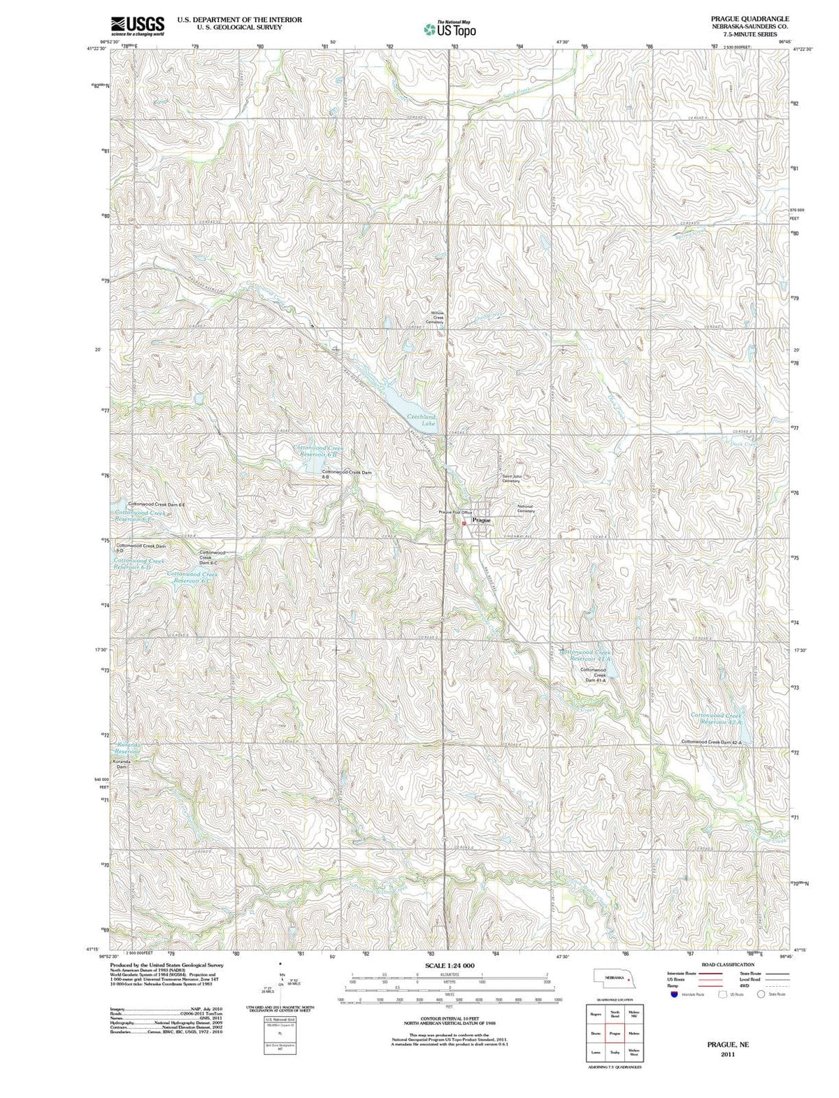 2011 Prague, NE - Nebraska - USGS Topographic Map