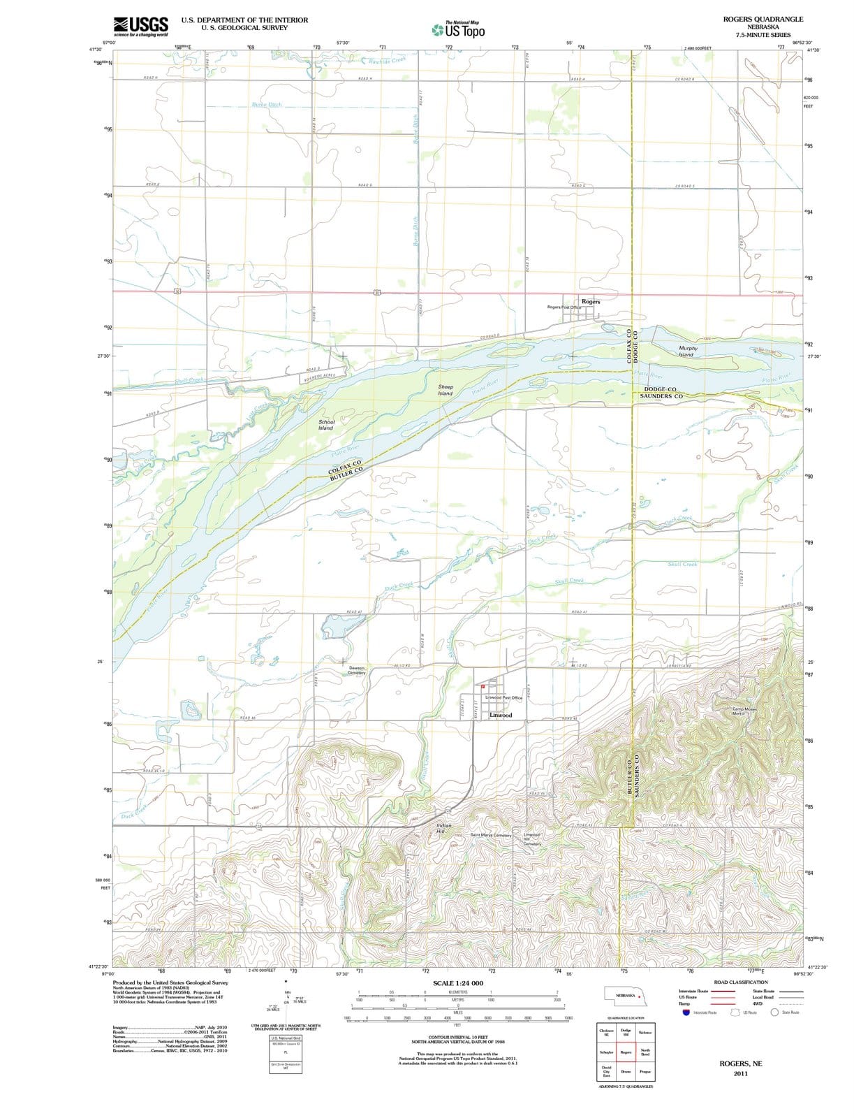2011 Rogers, NE - Nebraska - USGS Topographic Map
