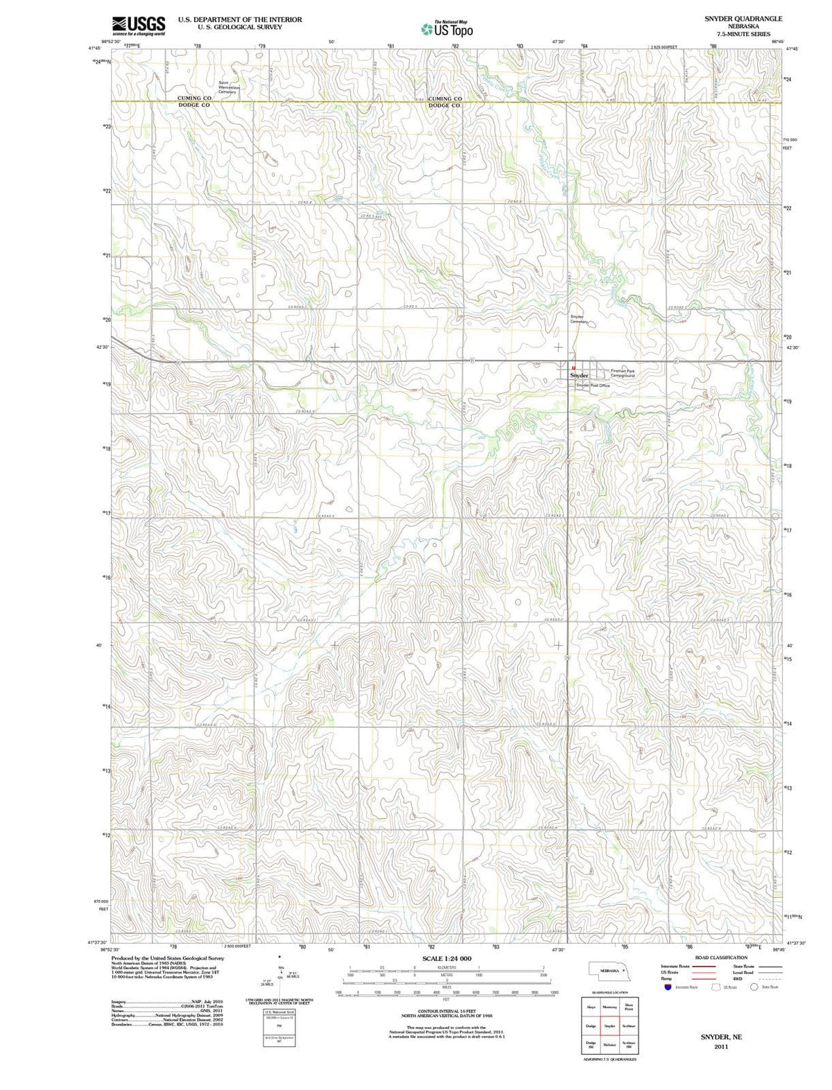 2011 Snyder, NE - Nebraska - USGS Topographic Map