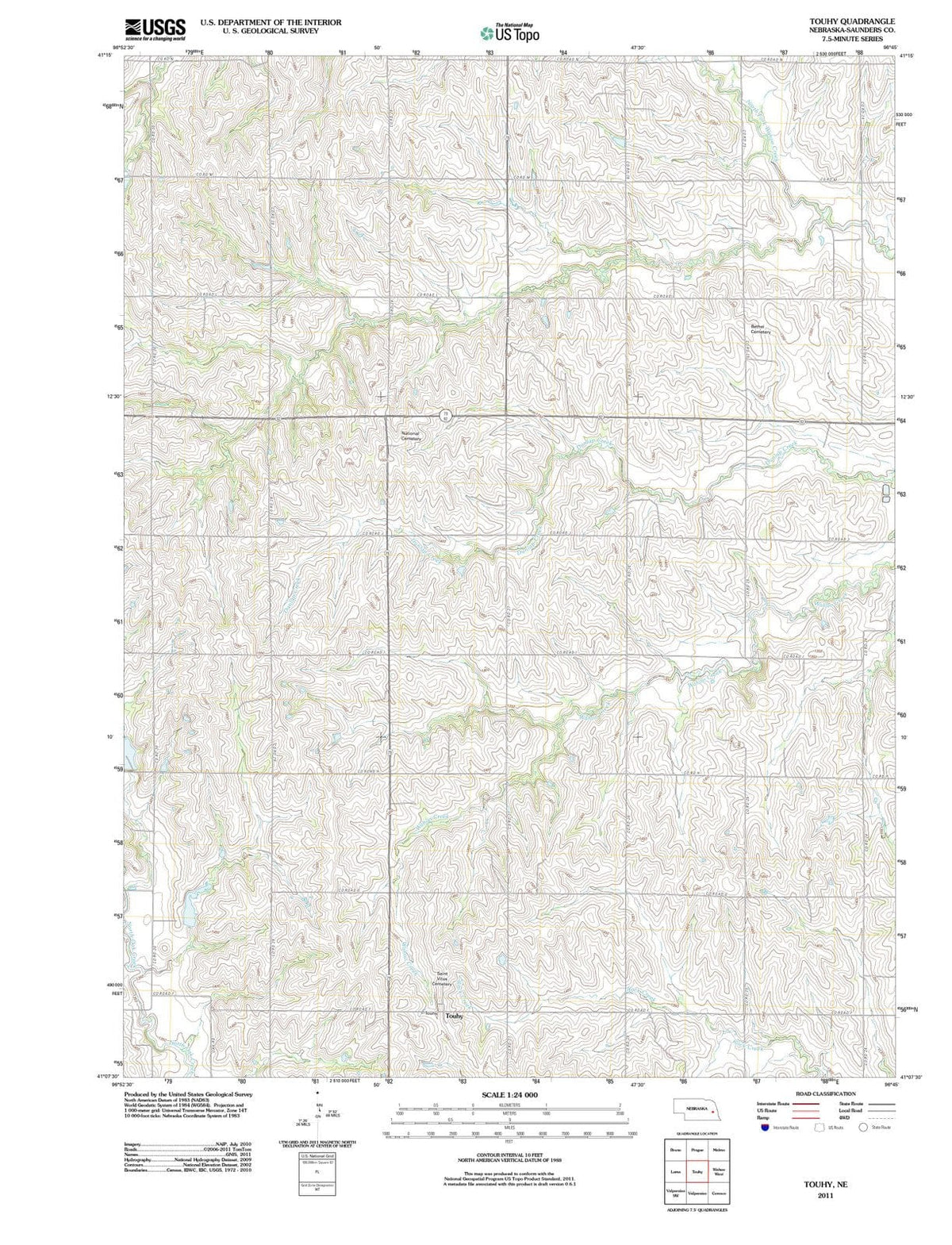 2011 Touhy, NE - Nebraska - USGS Topographic Map