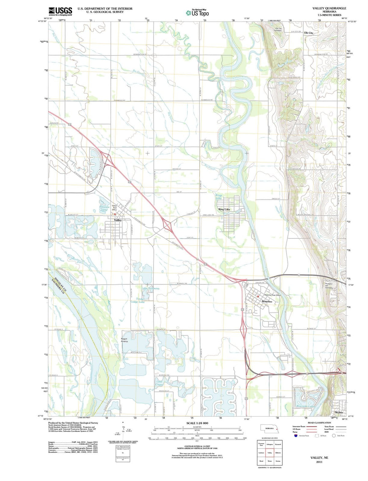 2011 Valley, NE - Nebraska - USGS Topographic Map