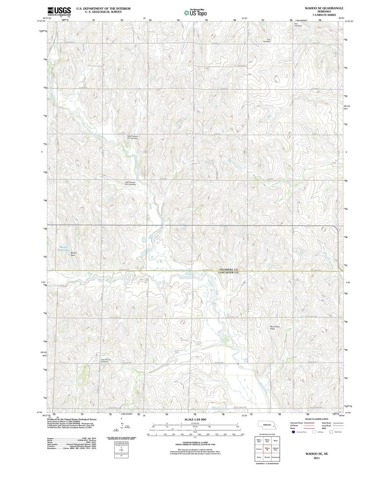 2011 Wahoo, NE - Nebraska - USGS Topographic Map