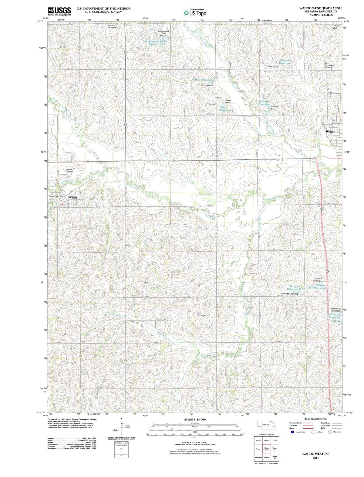 2011 Wahoo West, NE - Nebraska - USGS Topographic Map