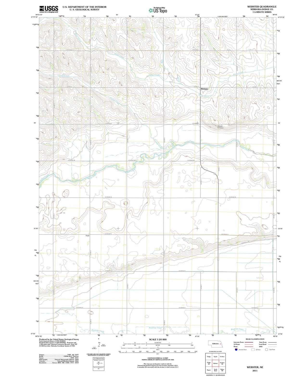 2011 Webster, NE - Nebraska - USGS Topographic Map