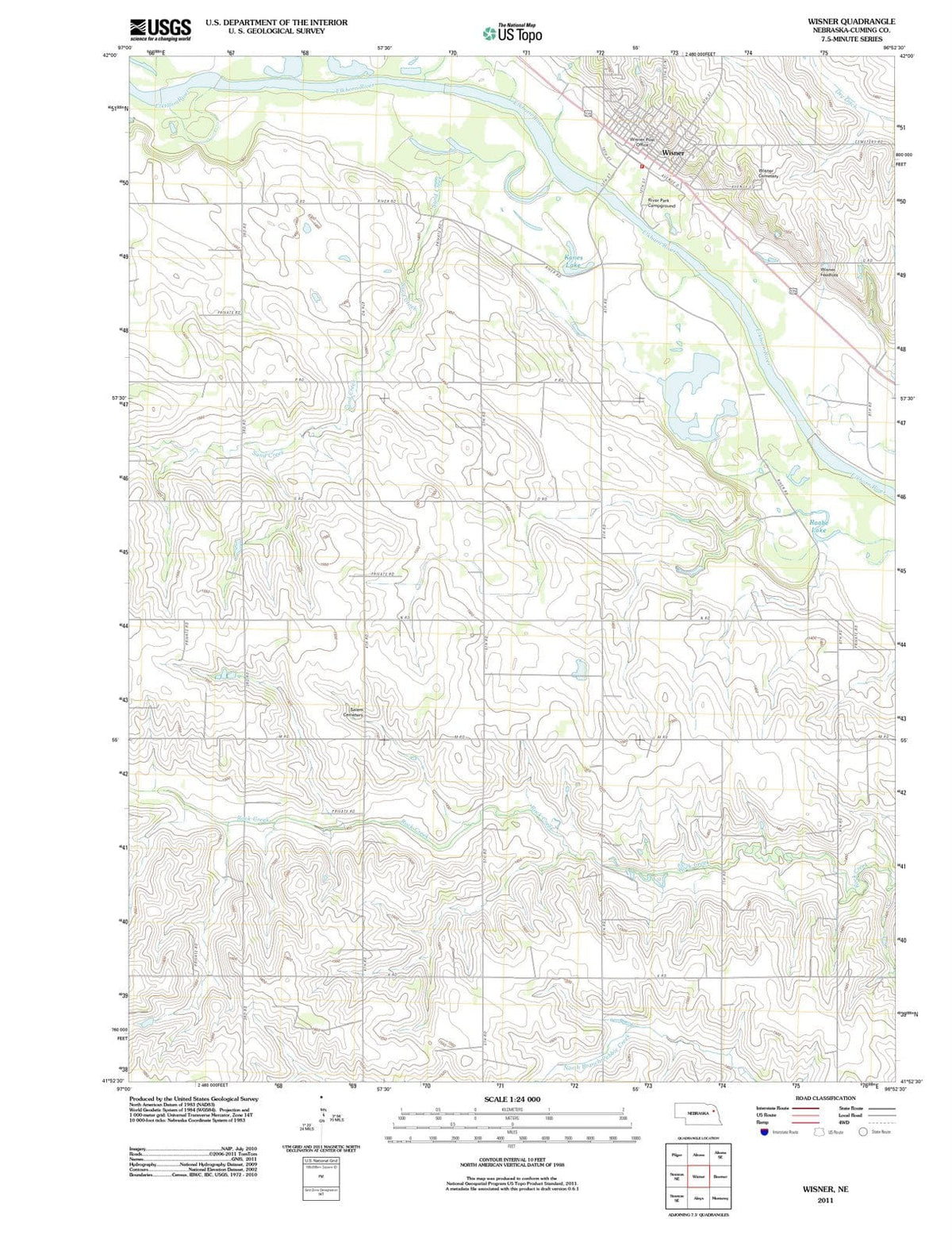 2011 Wisner, NE - Nebraska - USGS Topographic Map