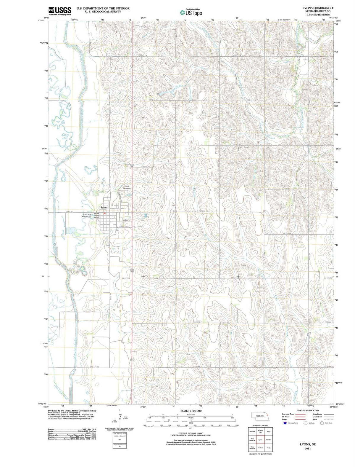 2011 Lyons, NE - Nebraska - USGS Topographic Map