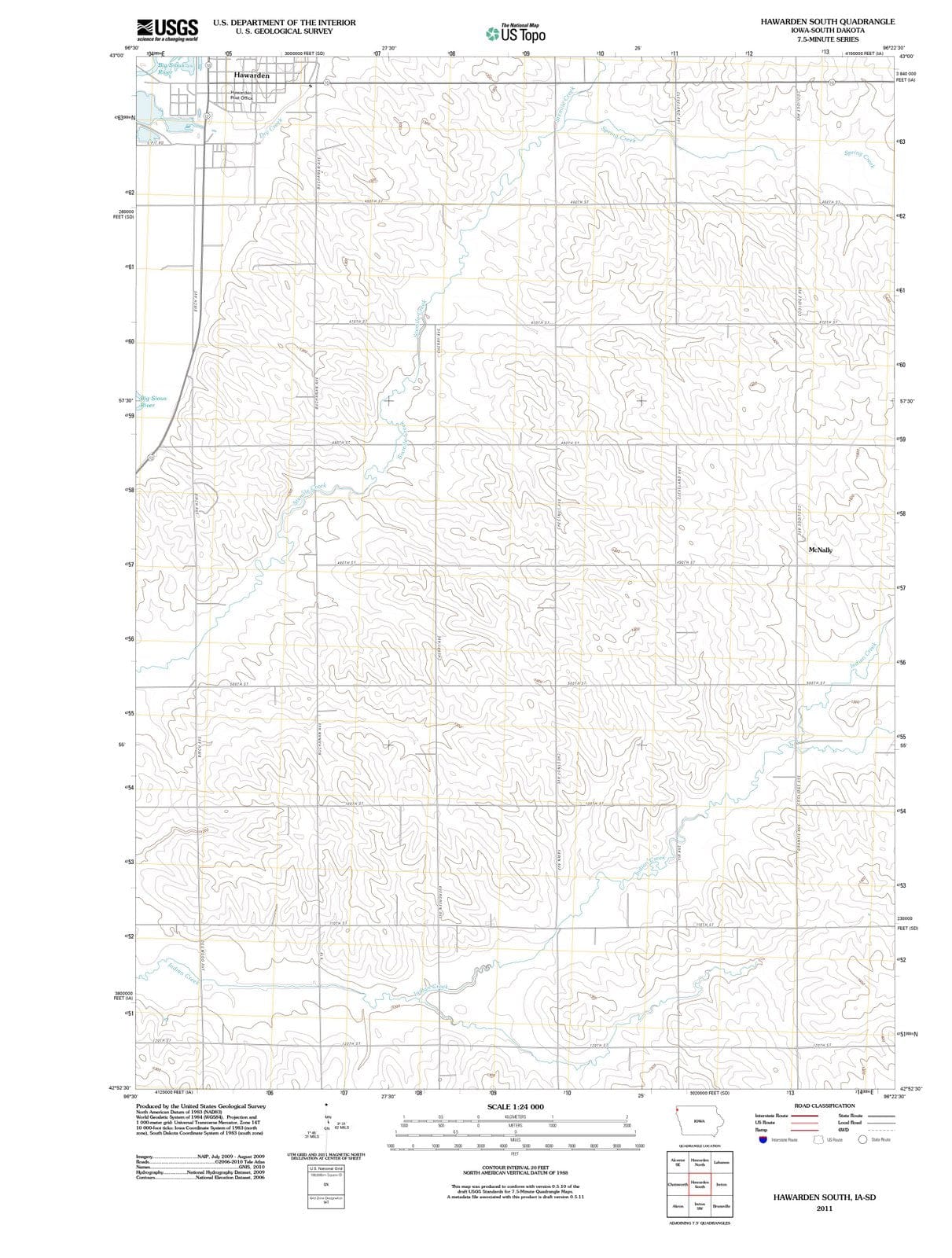 2011 Hawarden South, IA - Iowa - USGS Topographic Map